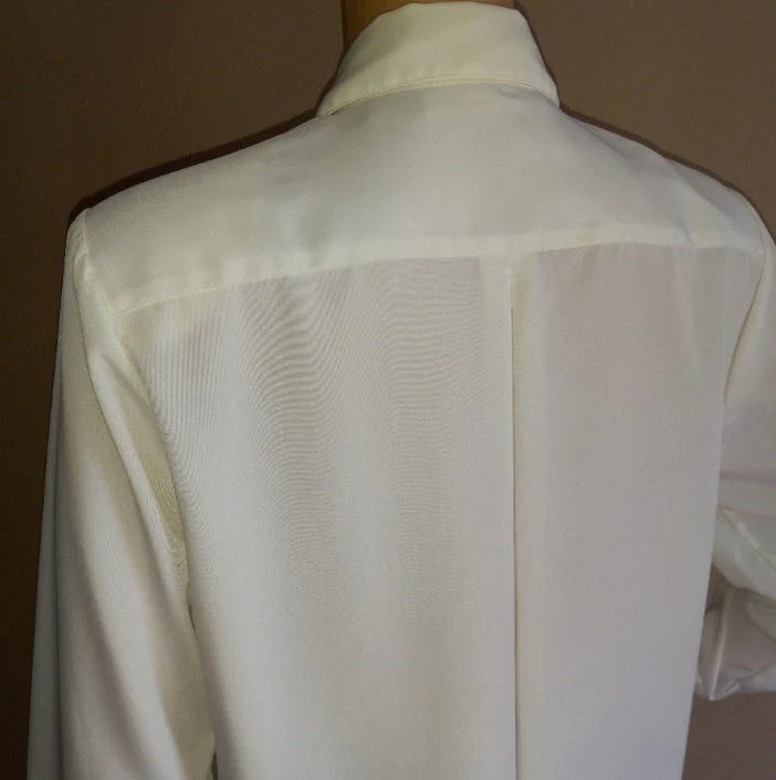 80’s Polyester White Blouse with Hidden Buttons by Yves St Clair - Image 5