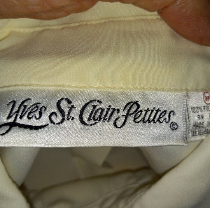 80’s Polyester White Blouse with Hidden Buttons by Yves St Clair - Image 6
