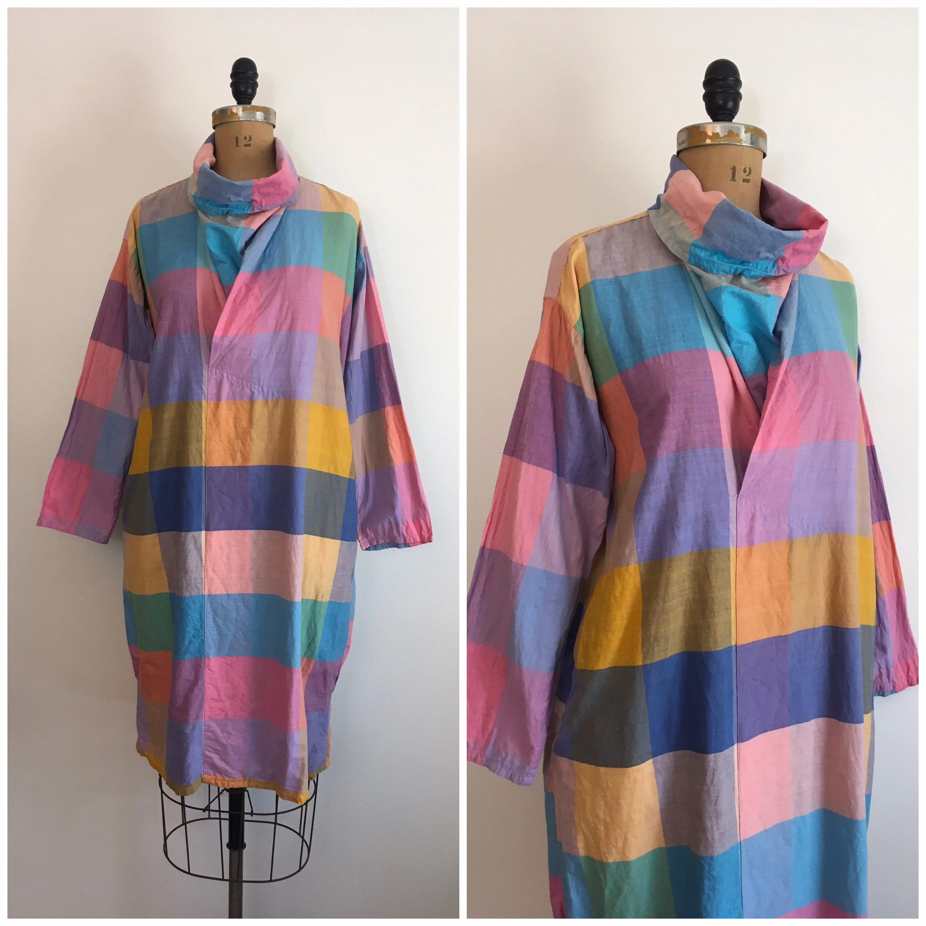 80’s Rainbow Plaid Cotton Dress by Starina - Image 3