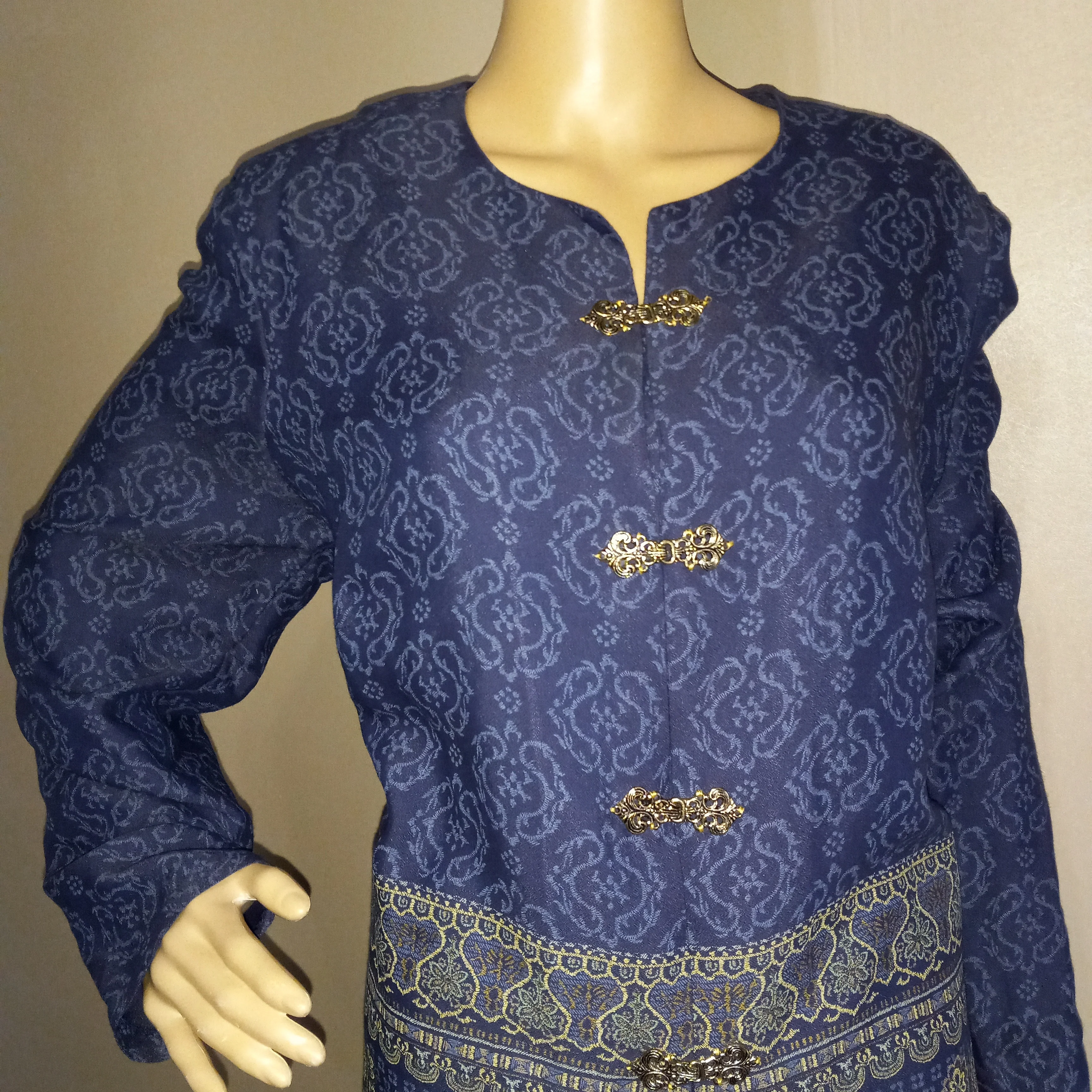 80’s Rayon Acetate Blue Gold, Pants Suit by Chad's Place - Image 3