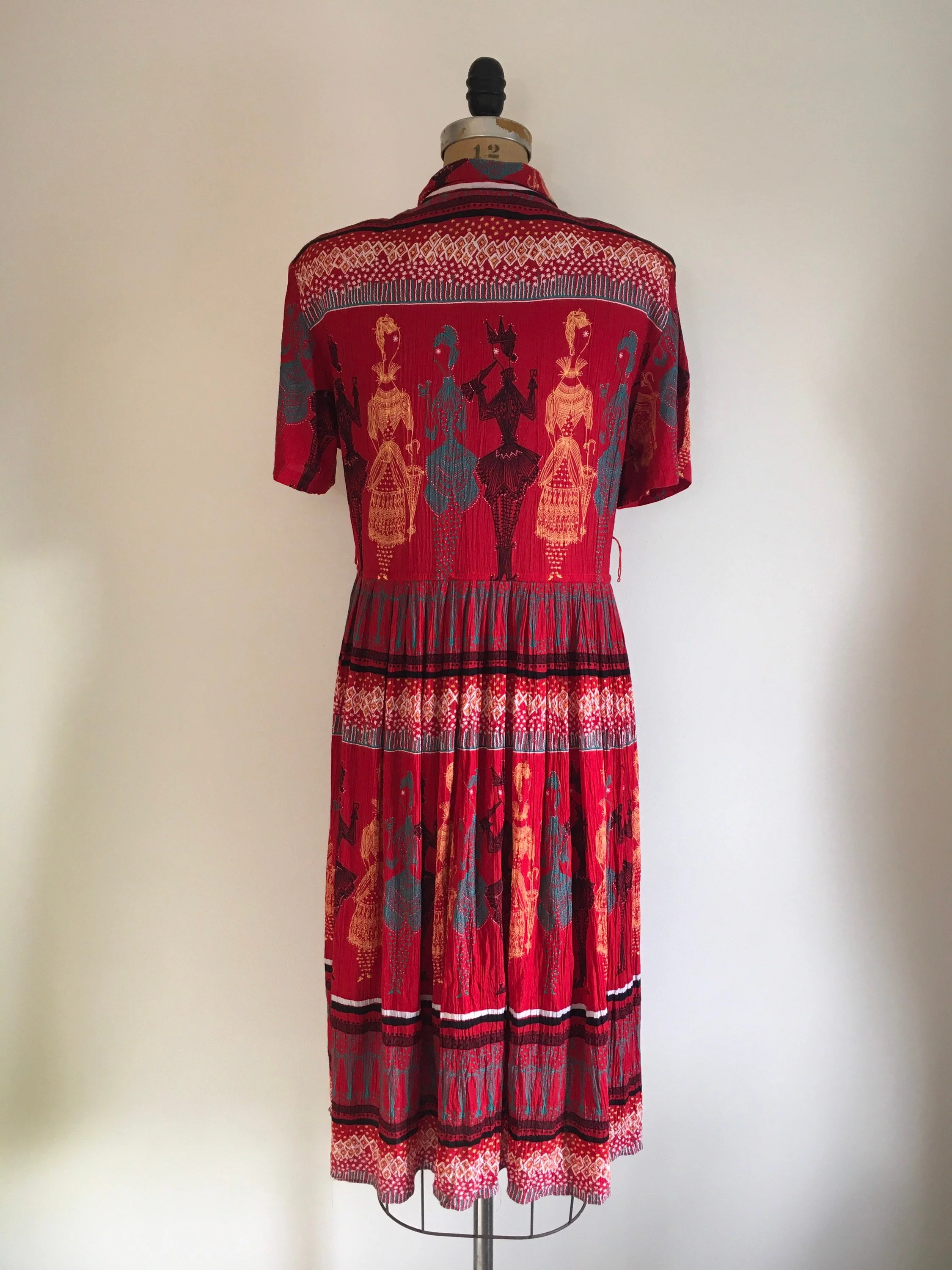 80’s Rayon Novelty Print Victorian Dress by  Phoebe - Image 2