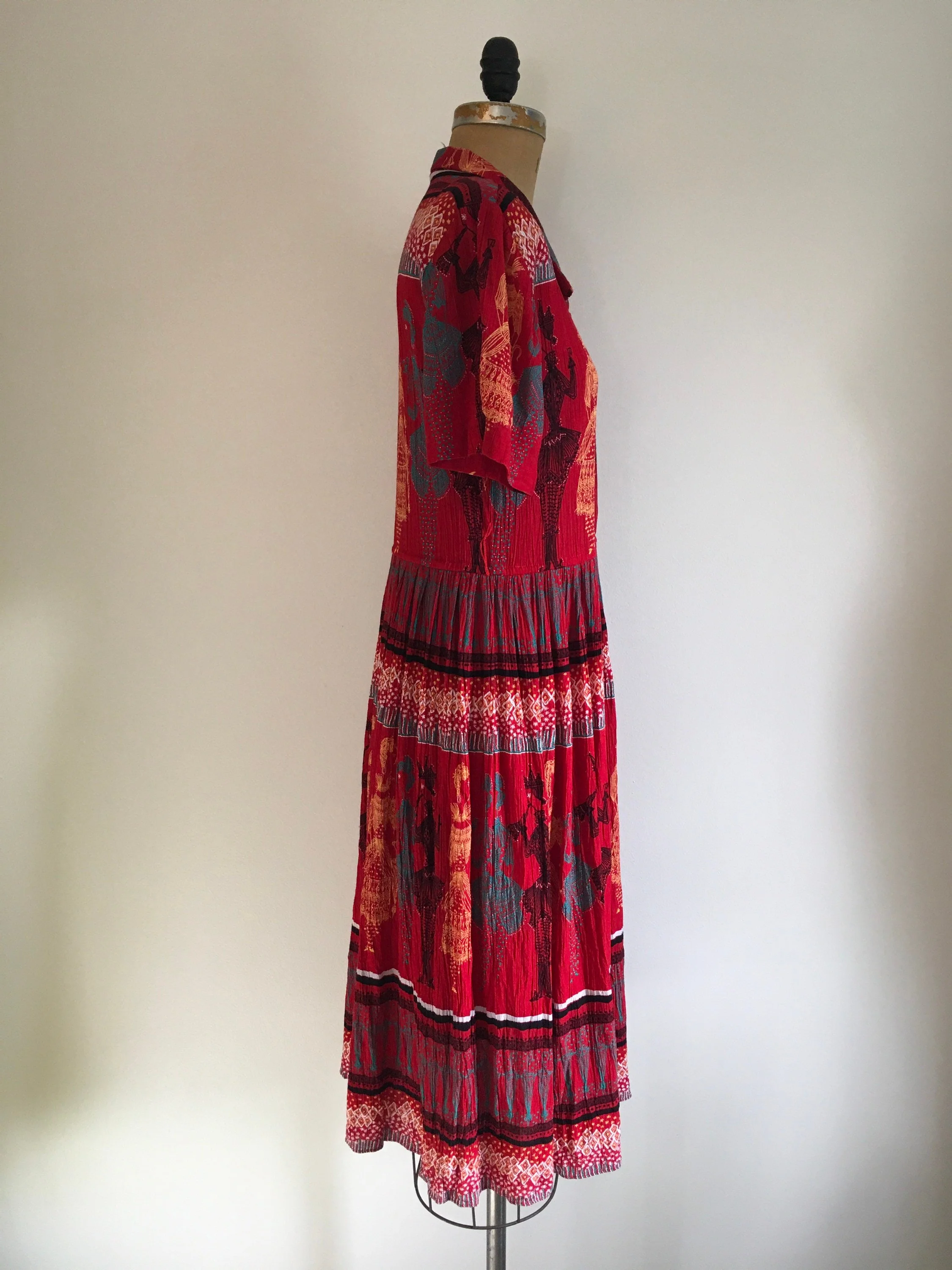 80’s Rayon Novelty Print Victorian Dress by  Phoebe - Image 6