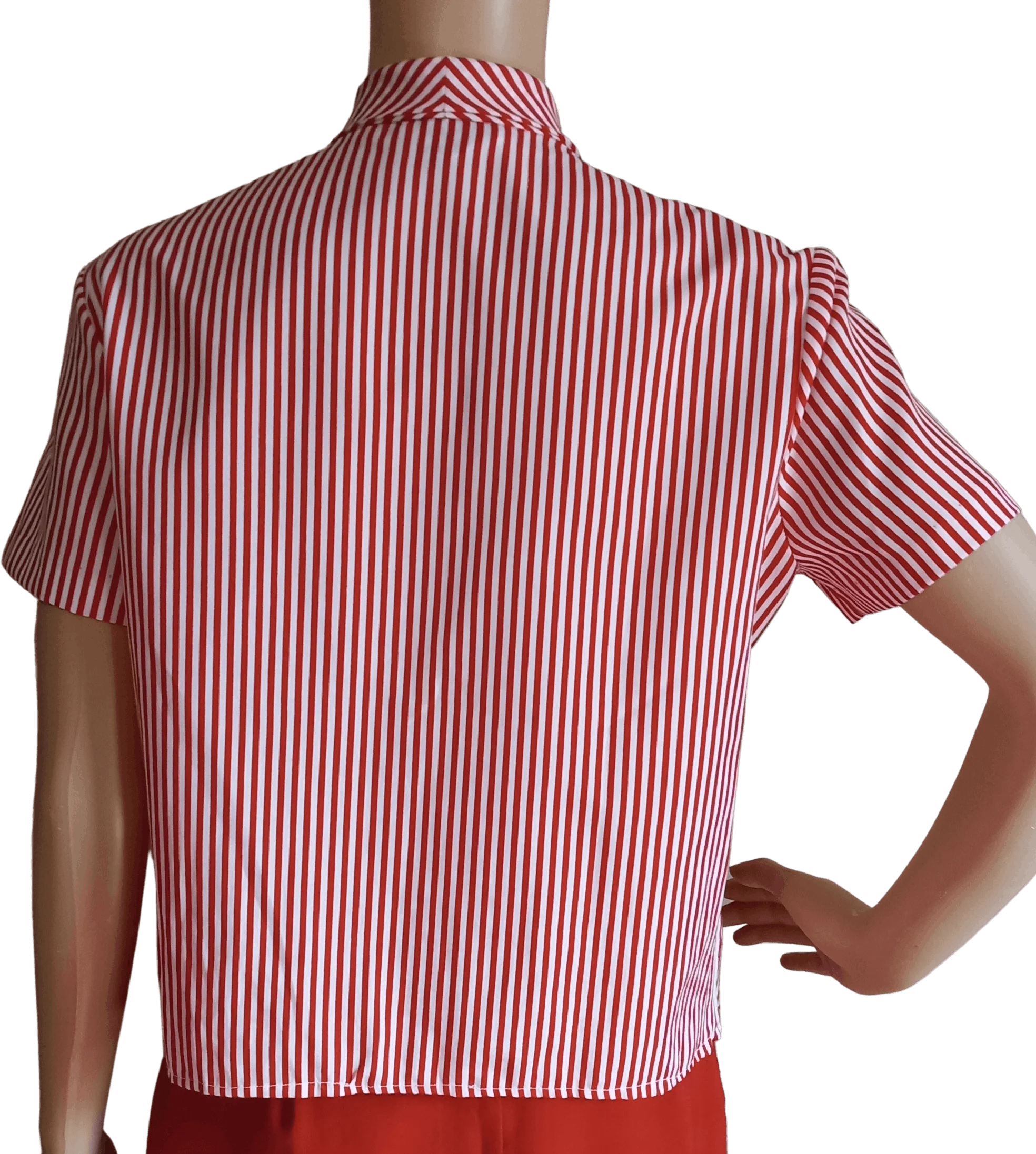 80’s Red and White Striped Pussy Bow Top by Ship 'n Shore - Image 2
