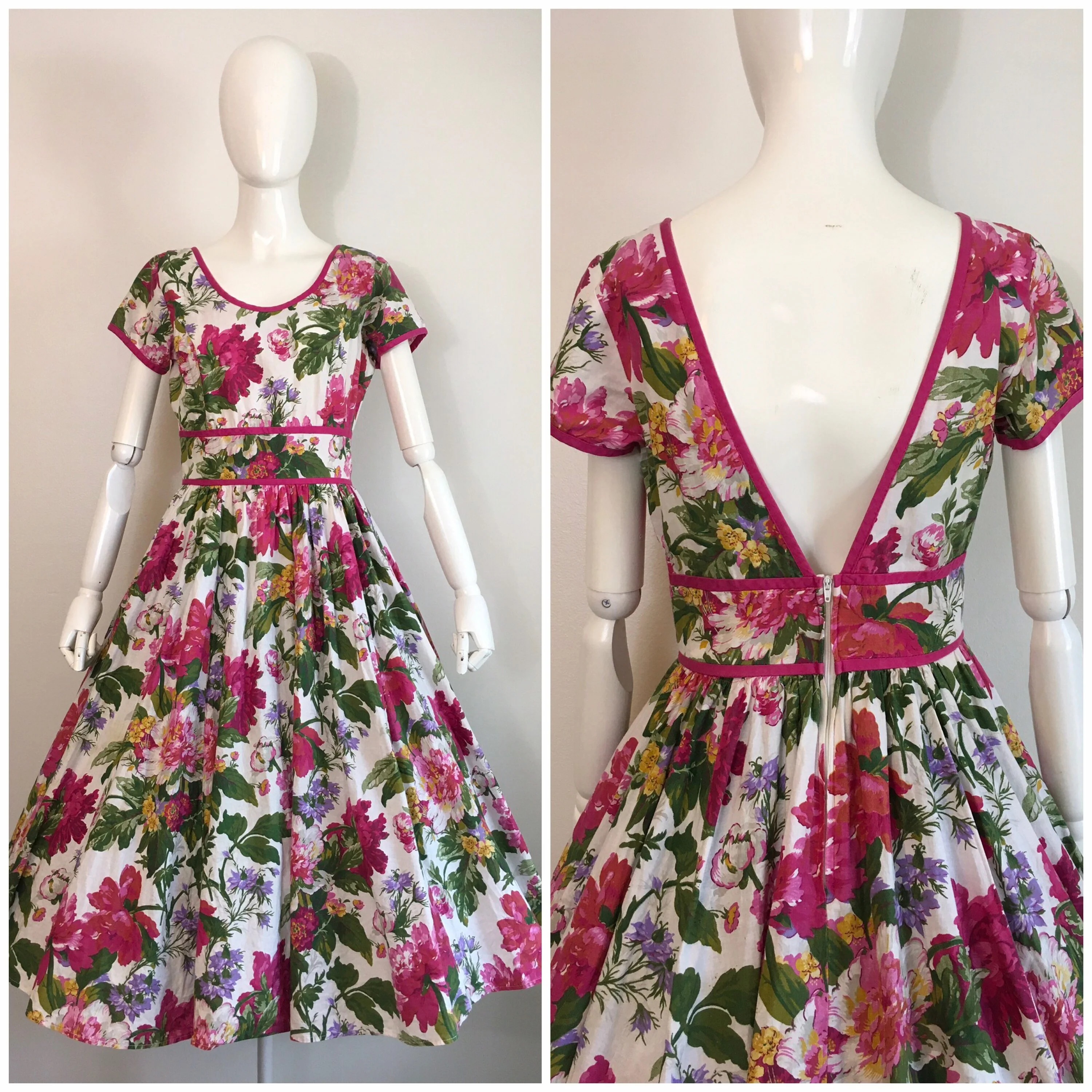 80’s Rose Floral Garden Party Summer Dress by Et Al - Image 3