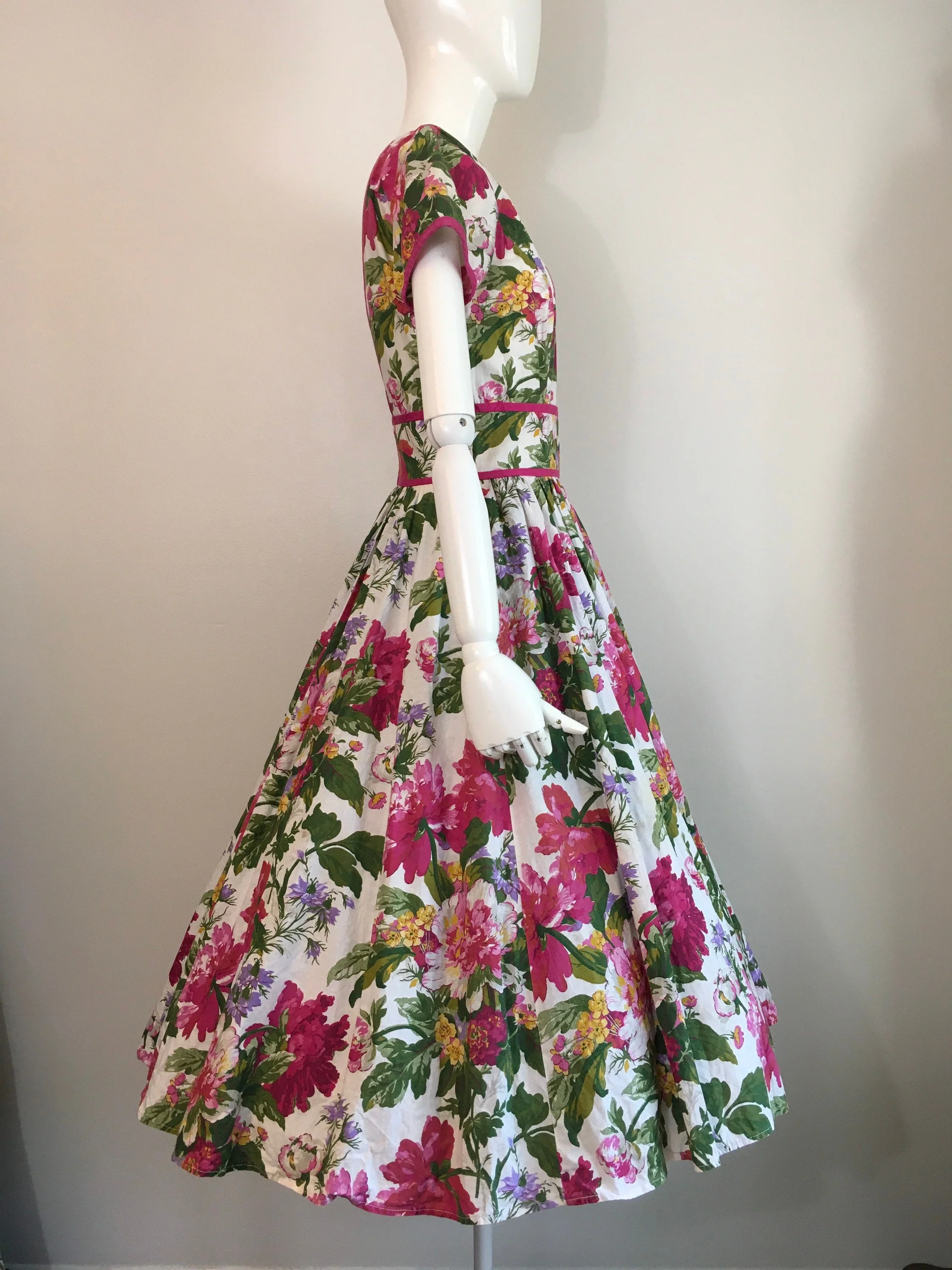 80’s Rose Floral Garden Party Summer Dress by Et Al - Image 4