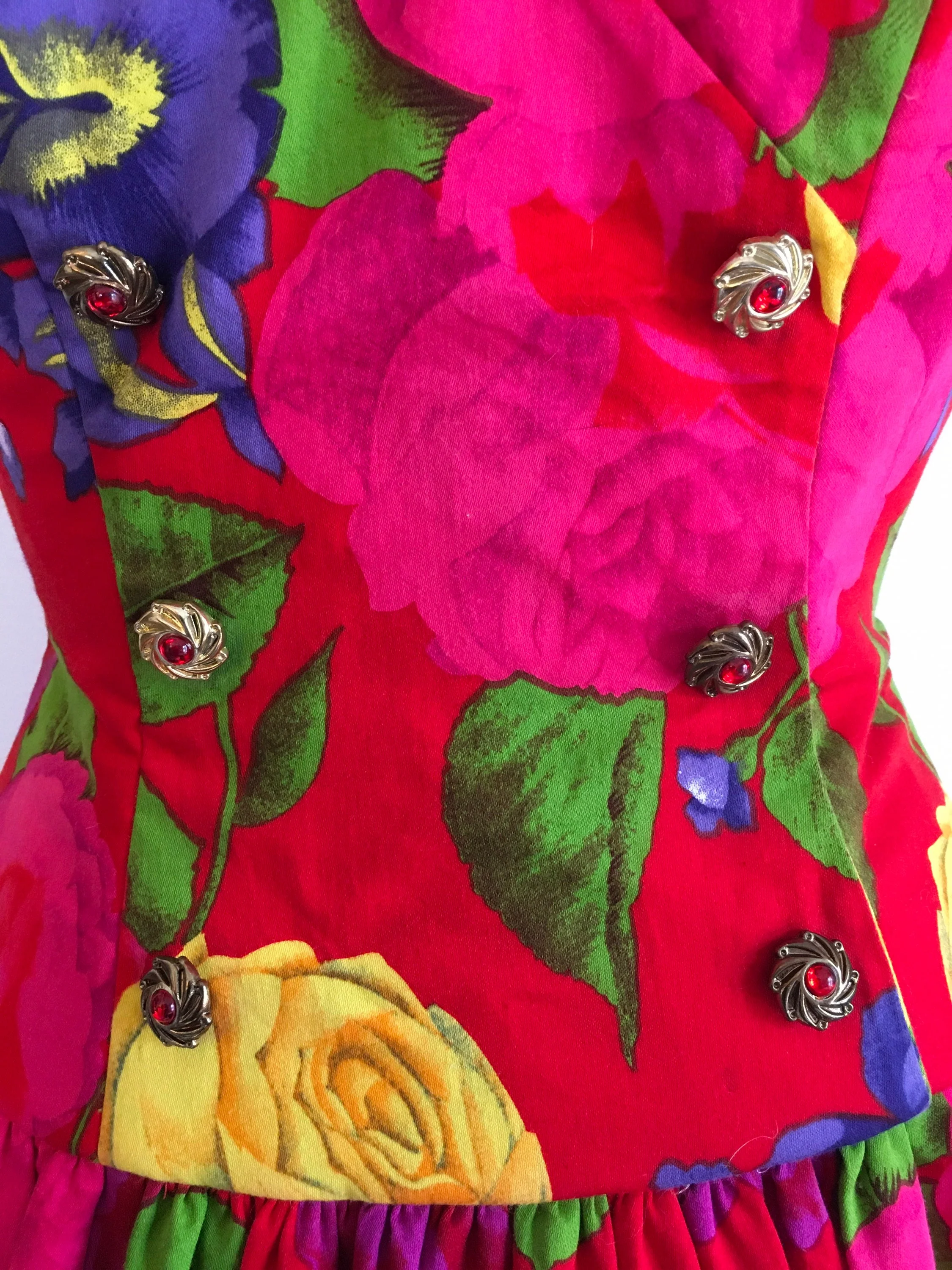 80’s Rose Print Strapless Party Dress by A.J. Bari - Image 5