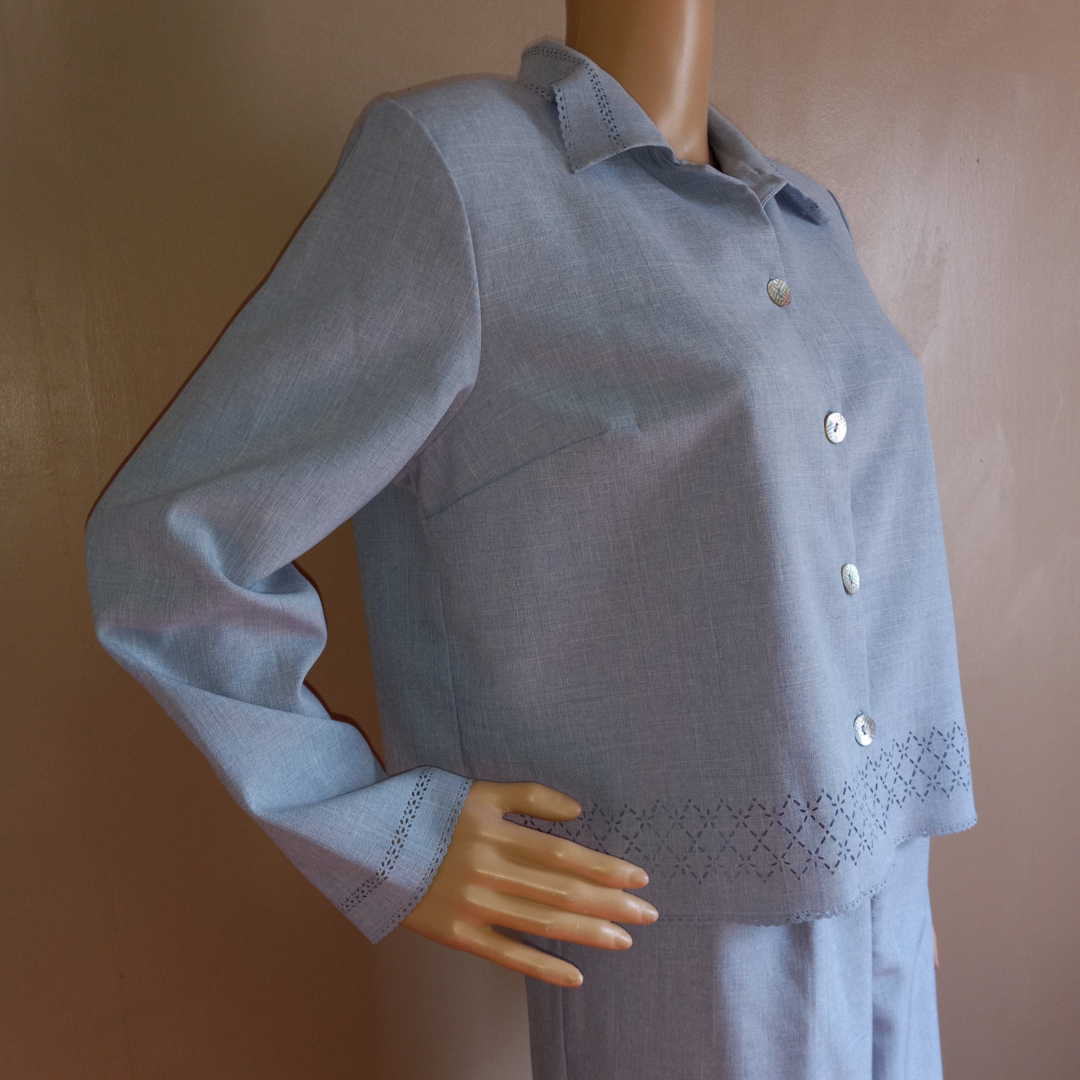 80’s Soft Heather Blue Pants Suit by Two Twenty - Image 4