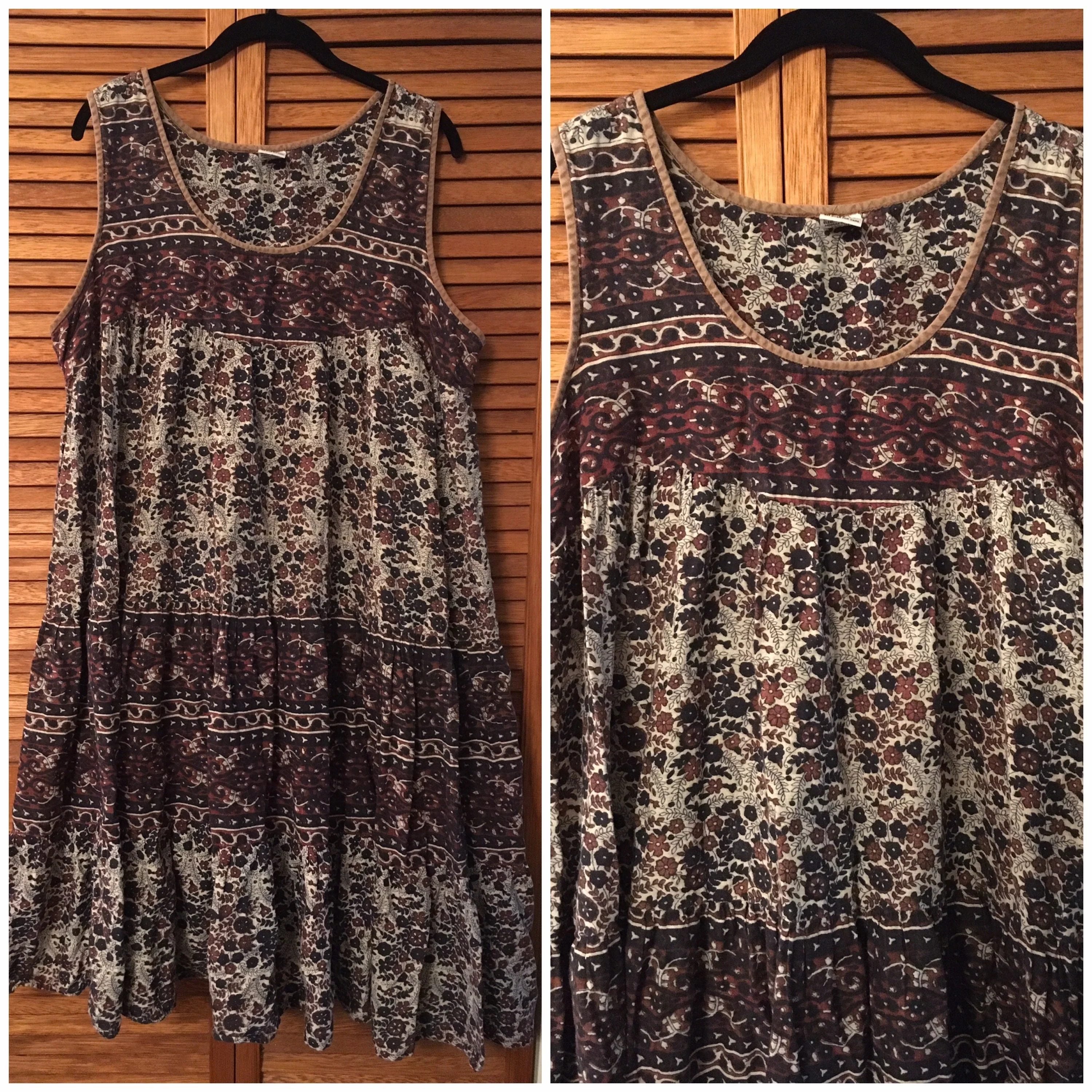 80’s Tiered Gauze Cotton Floral Dress by Denim Jazz - Image 3