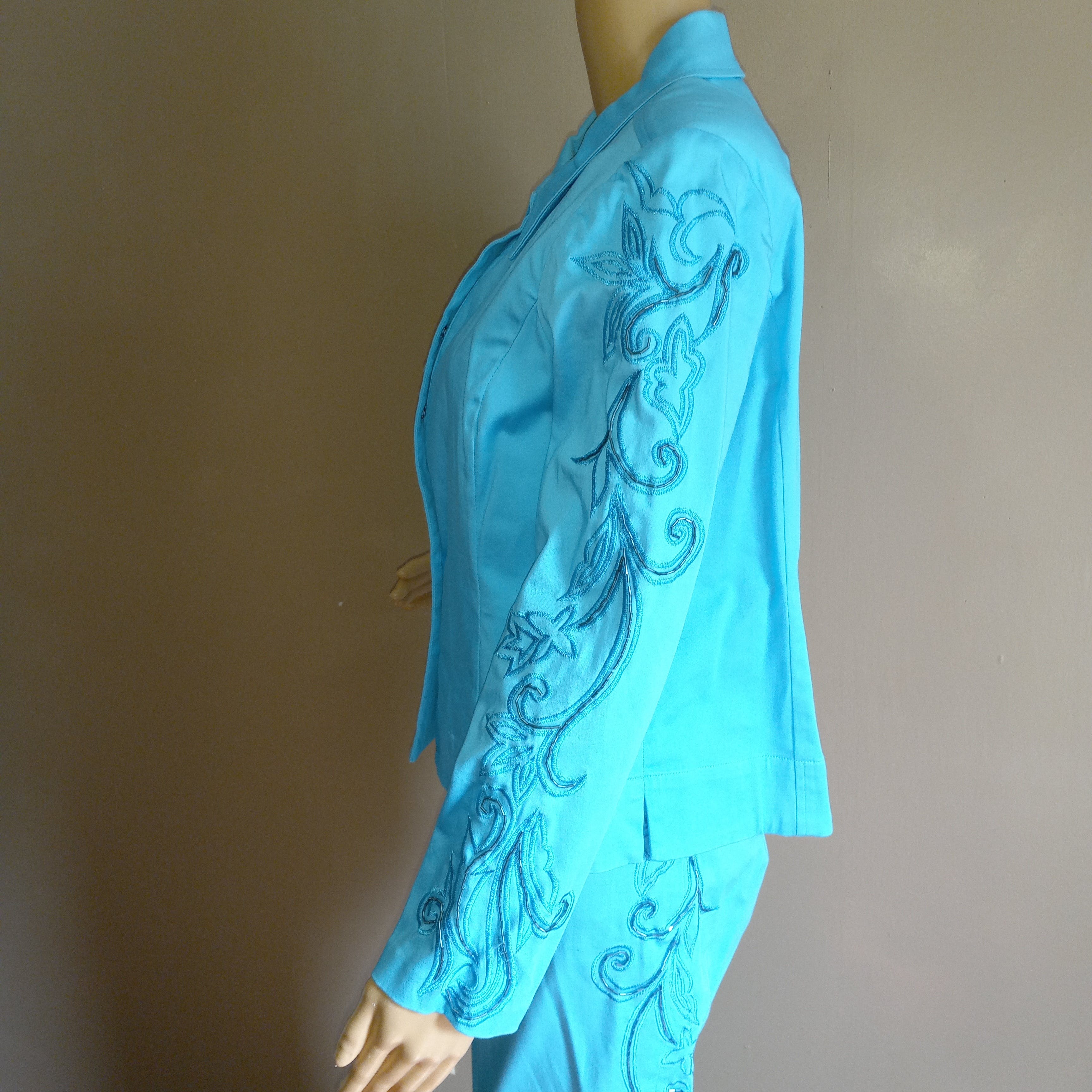 80’s Turquoise Cotton Spandex Pants Set by Midnight Velvet - Image 3