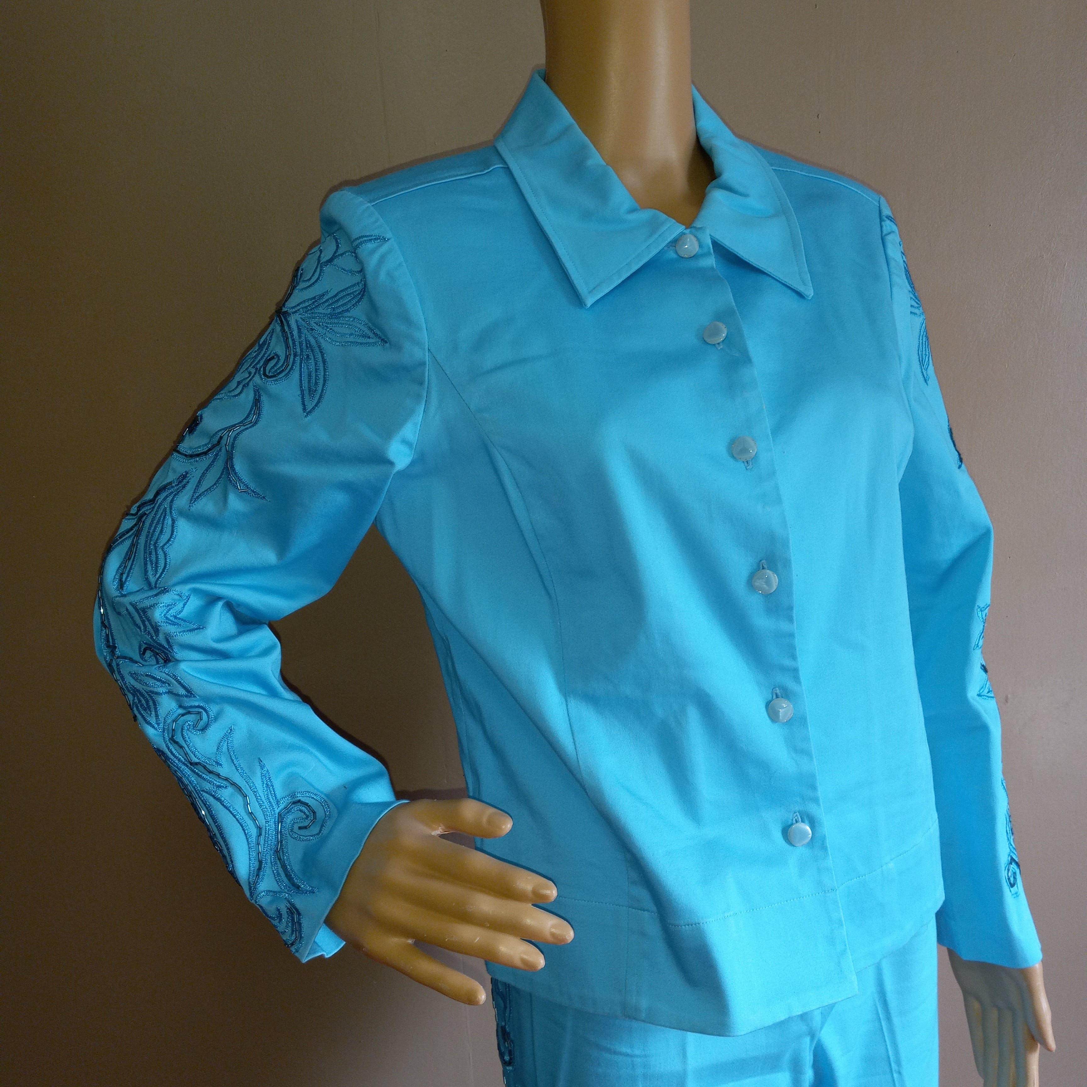 80’s Turquoise Cotton Spandex Pants Set by Midnight Velvet - Image 5