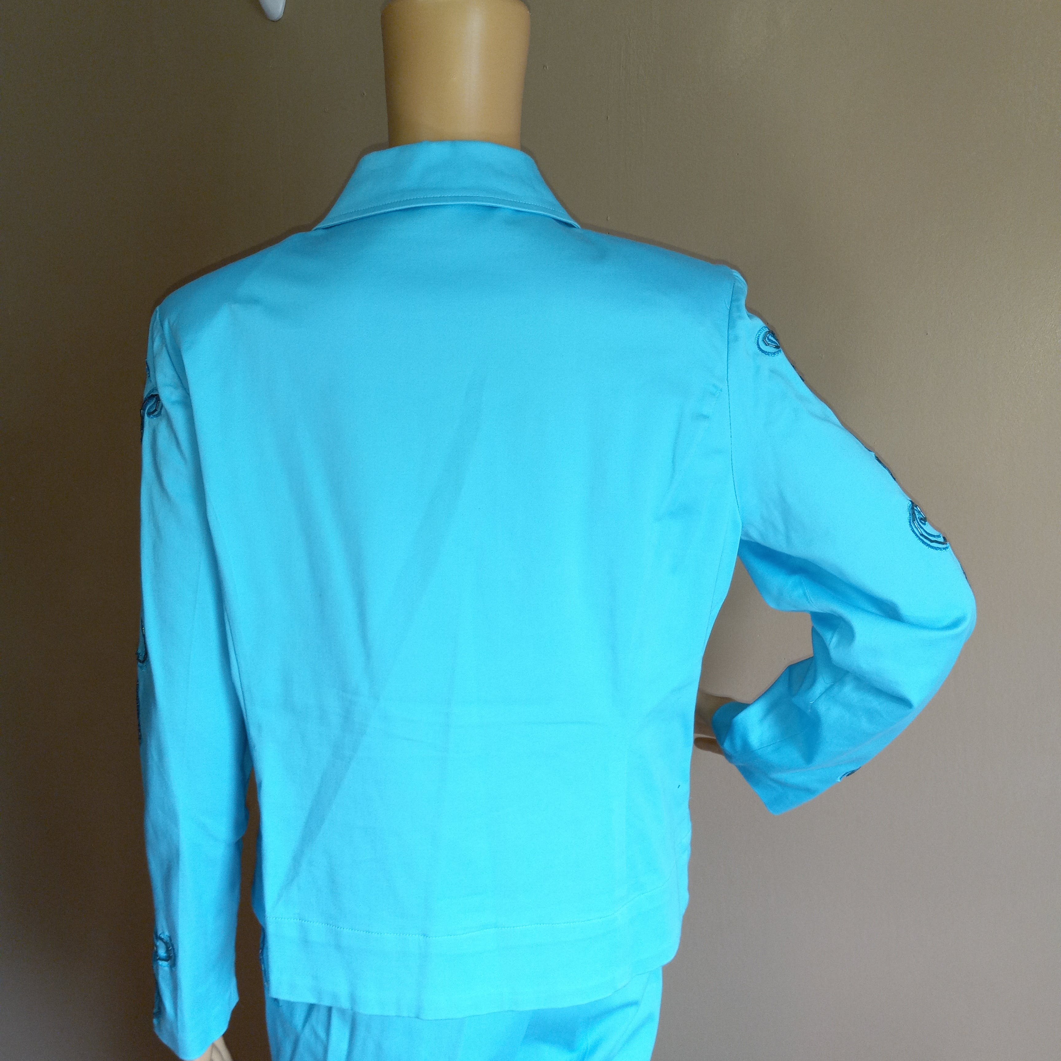 80’s Turquoise Cotton Spandex Pants Set by Midnight Velvet - Image 6