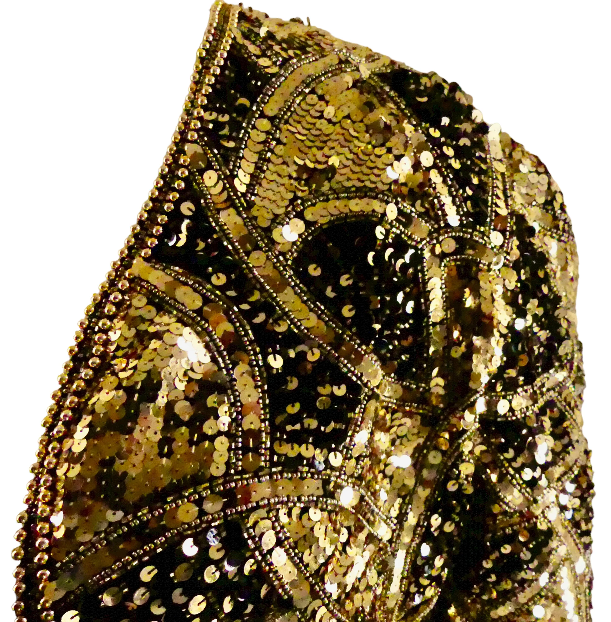80s 100% Silk Black Gold Beaded Sequin Bolero Jacket By Black Tie He-Ro Industries Inc. - Image 3