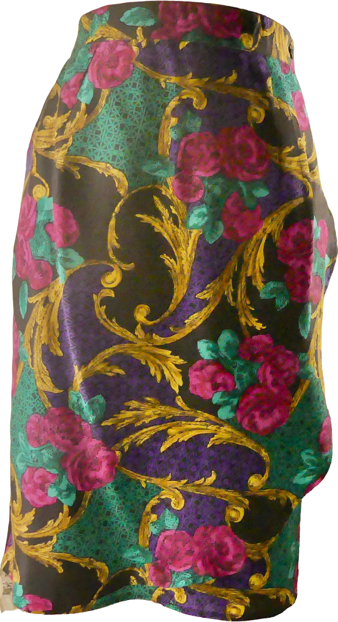 80s 100% Silk Semi Wrap Skirt Size 14-16 By Roberta Di Castelli