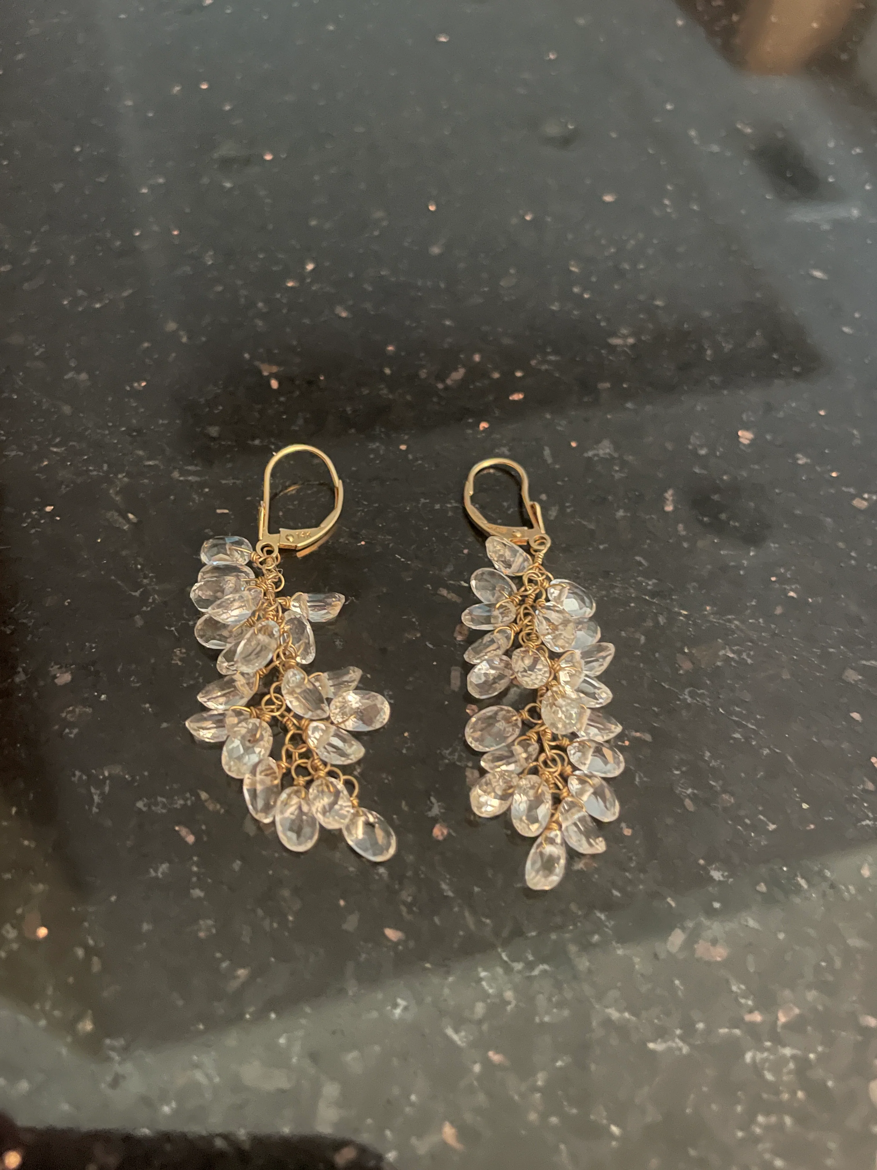 80s 14 Karat Gold Dangle Earrings - Image 3