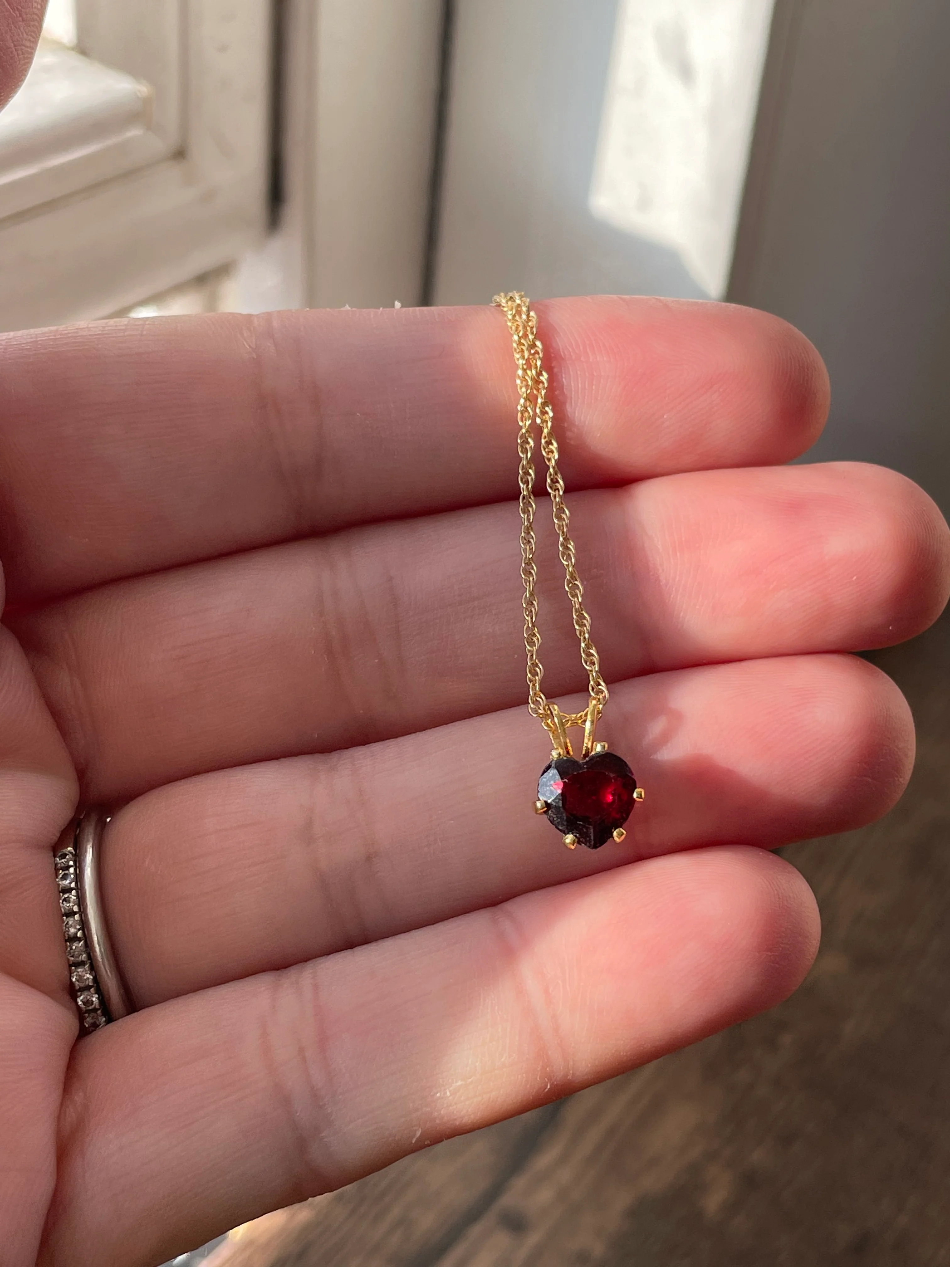 80s 14k Gold Filled Necklace With Garnet Heart Pendant - Image 10