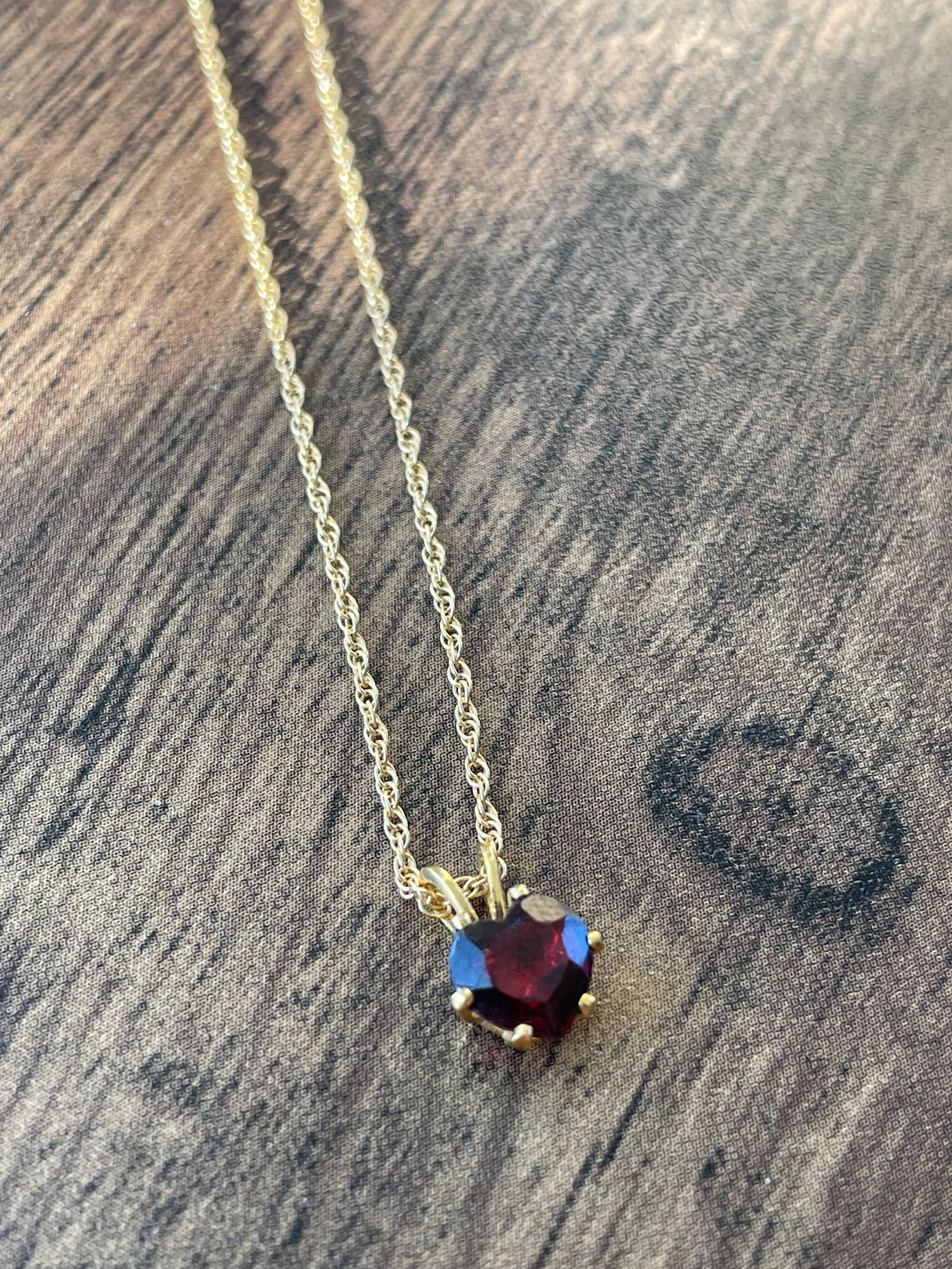 80s 14k Gold Filled Necklace With Garnet Heart Pendant - Image 11