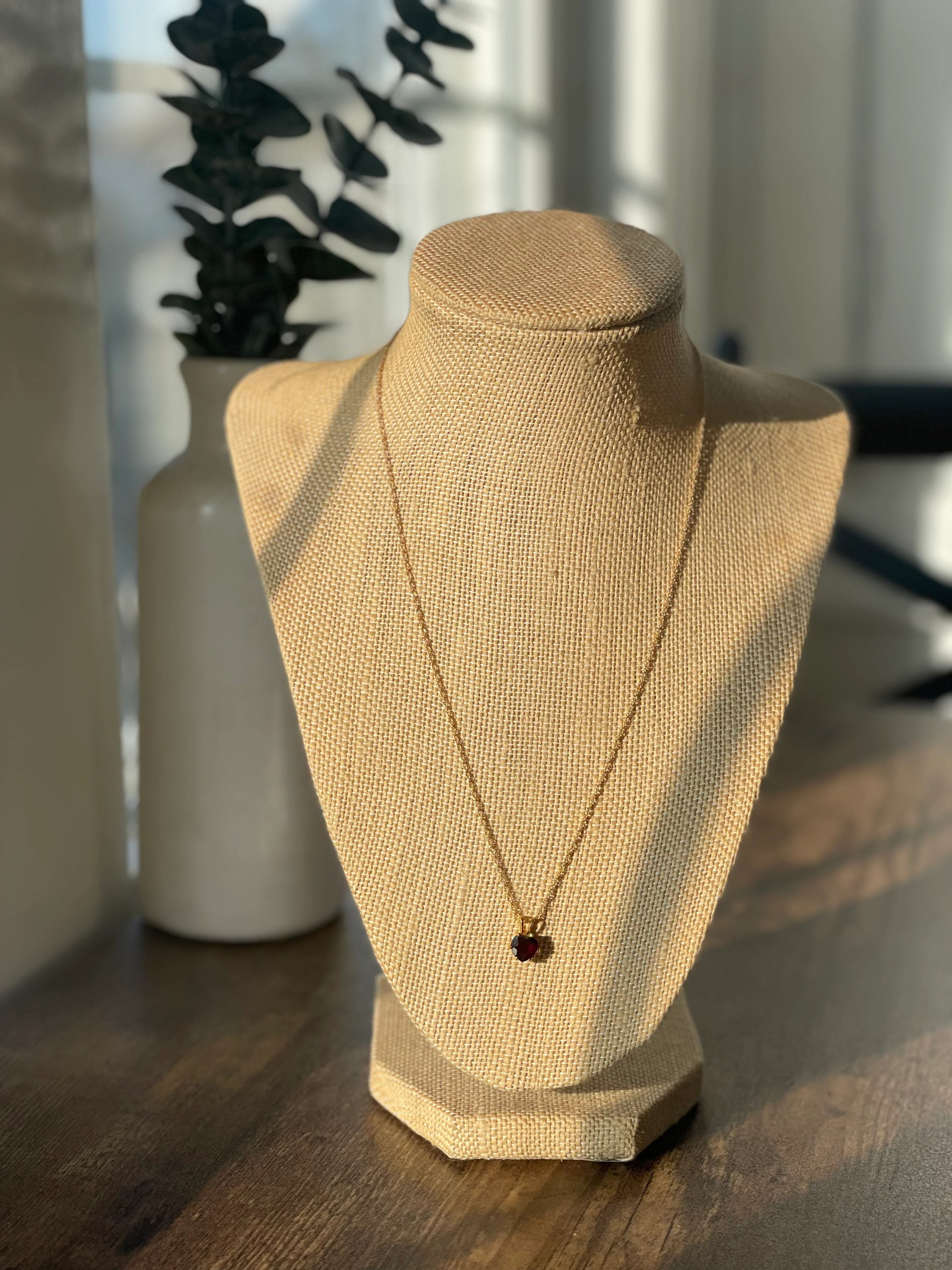 80s 14k Gold Filled Necklace With Garnet Heart Pendant - Image 5