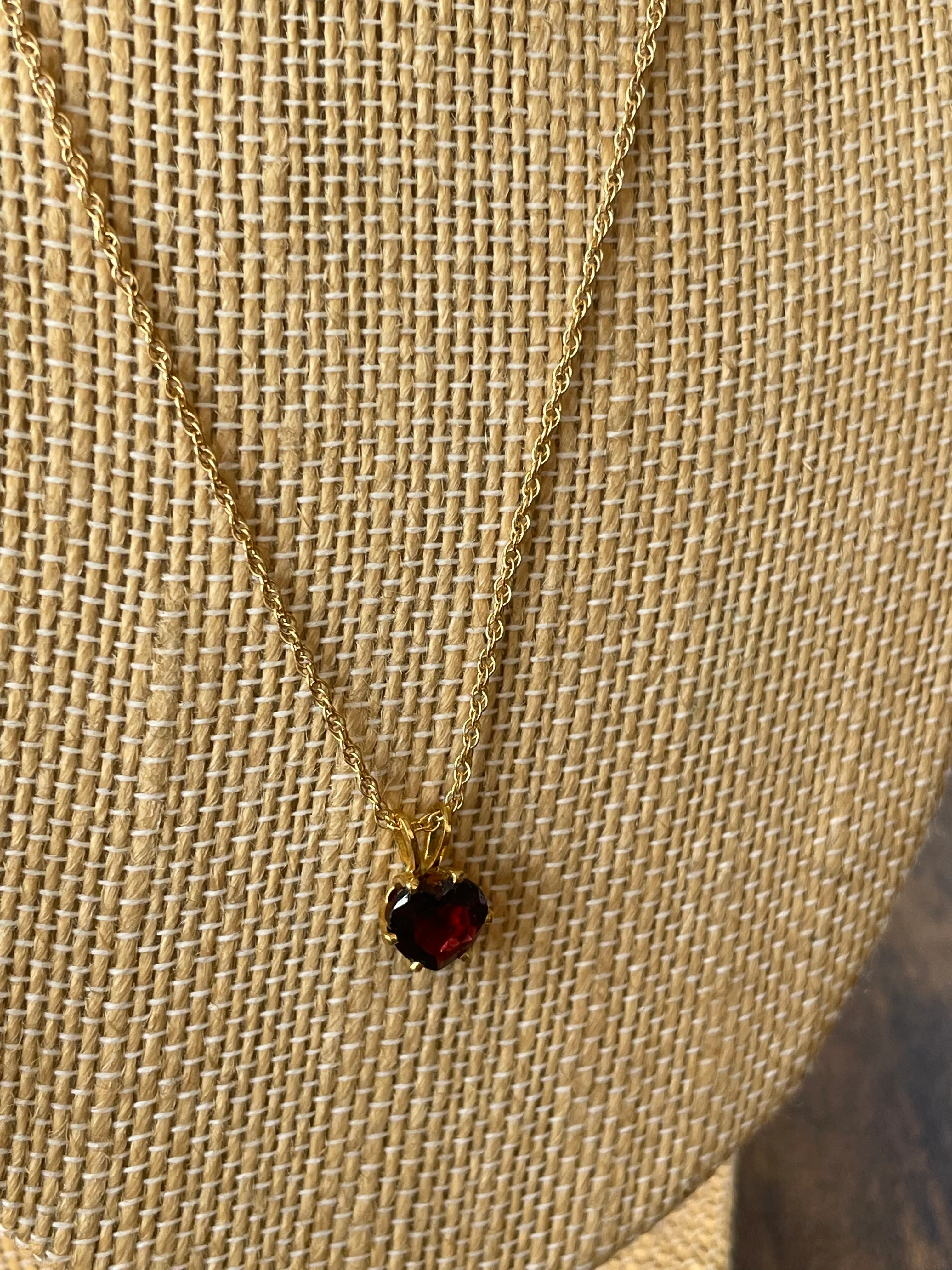 80s 14k Gold Filled Necklace With Garnet Heart Pendant - Image 7