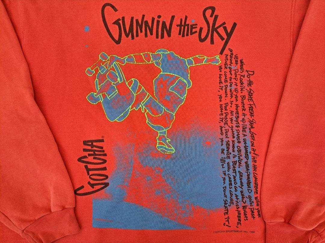 80s 1988 Gotcha Skateboard Surfwear Graphic Sweatshirt By Gotcha - Image 4