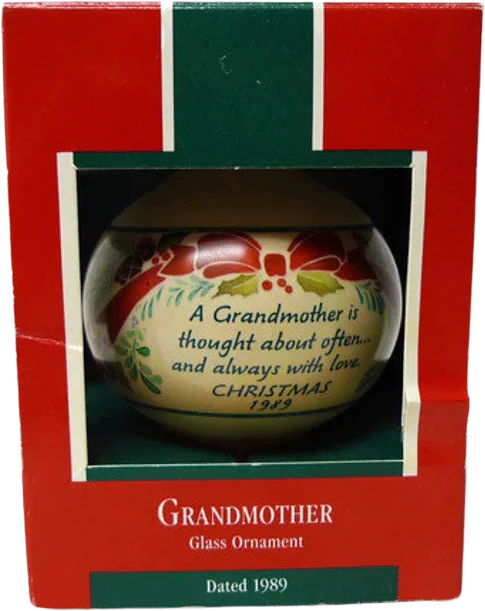 80s 1989 Grandmother Teardrop Shape Glass Ornament By Hallmark