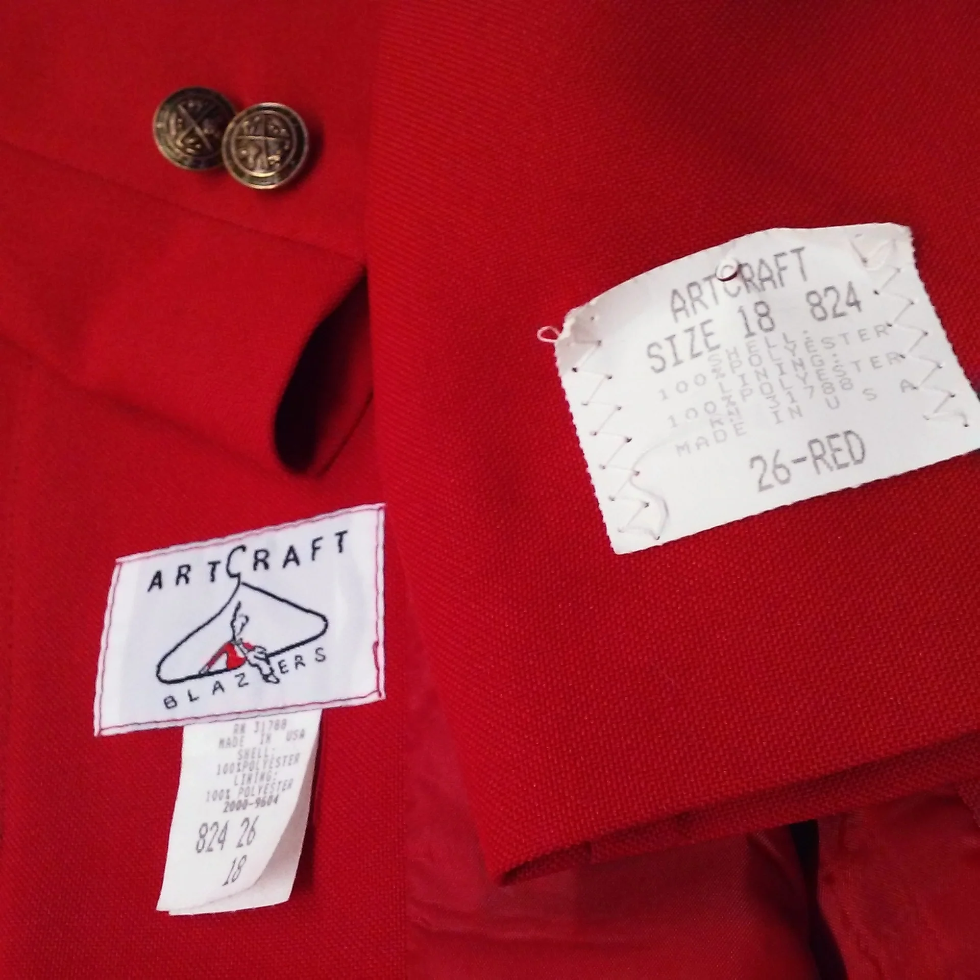 80s 2-button Blazer Saturated Color Dbl-knit Polyester By Artcraft Blazers Made In Usa Deadstock - Image 2