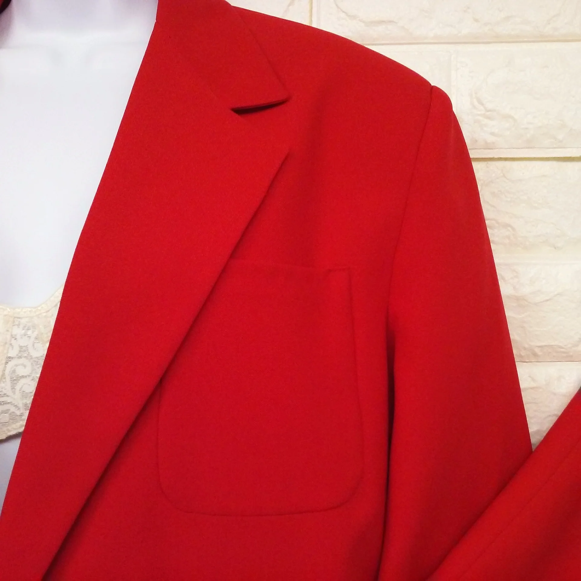 80s 2-button Blazer Saturated Color Dbl-knit Polyester By Artcraft Blazers Made In Usa Deadstock - Image 5