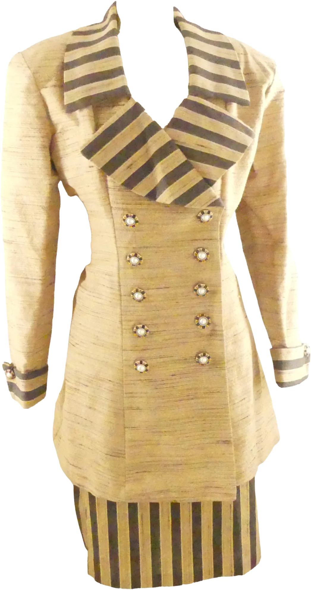 80s 60% Cotton Poly Skirt Suit By Jaclyn Hart