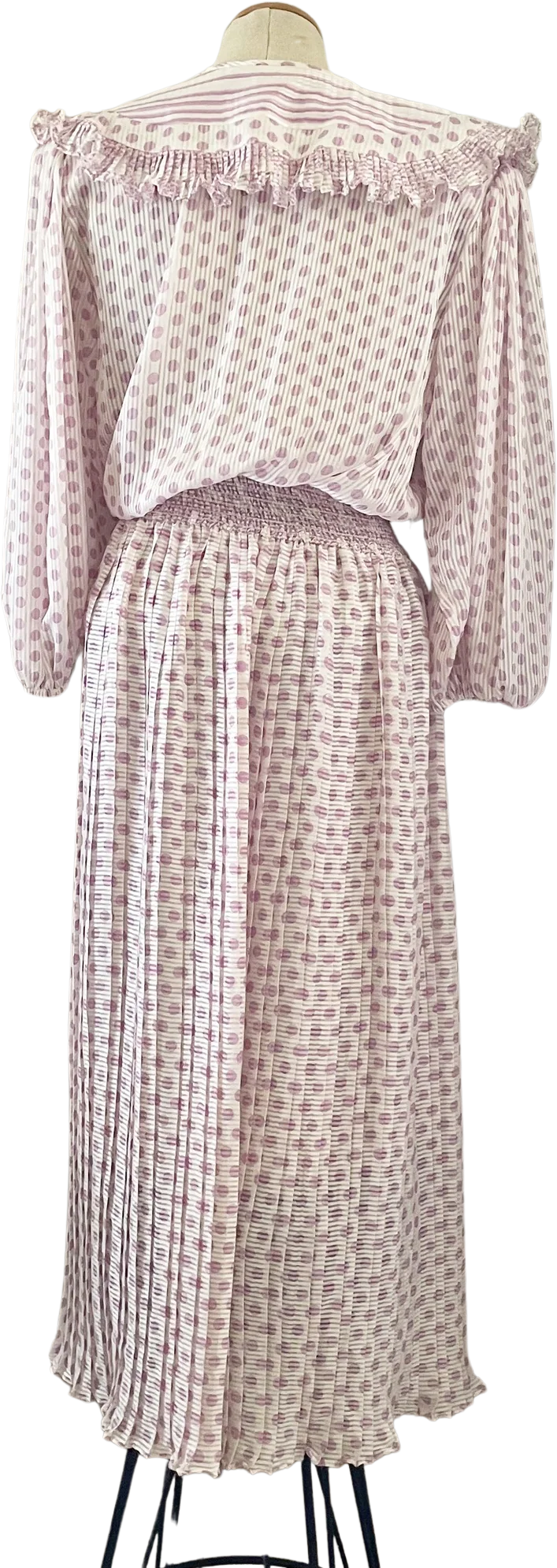 80s 70s/80s Vintage Susan Freis Smoked Waist Dress By Susan Freis - Image 2