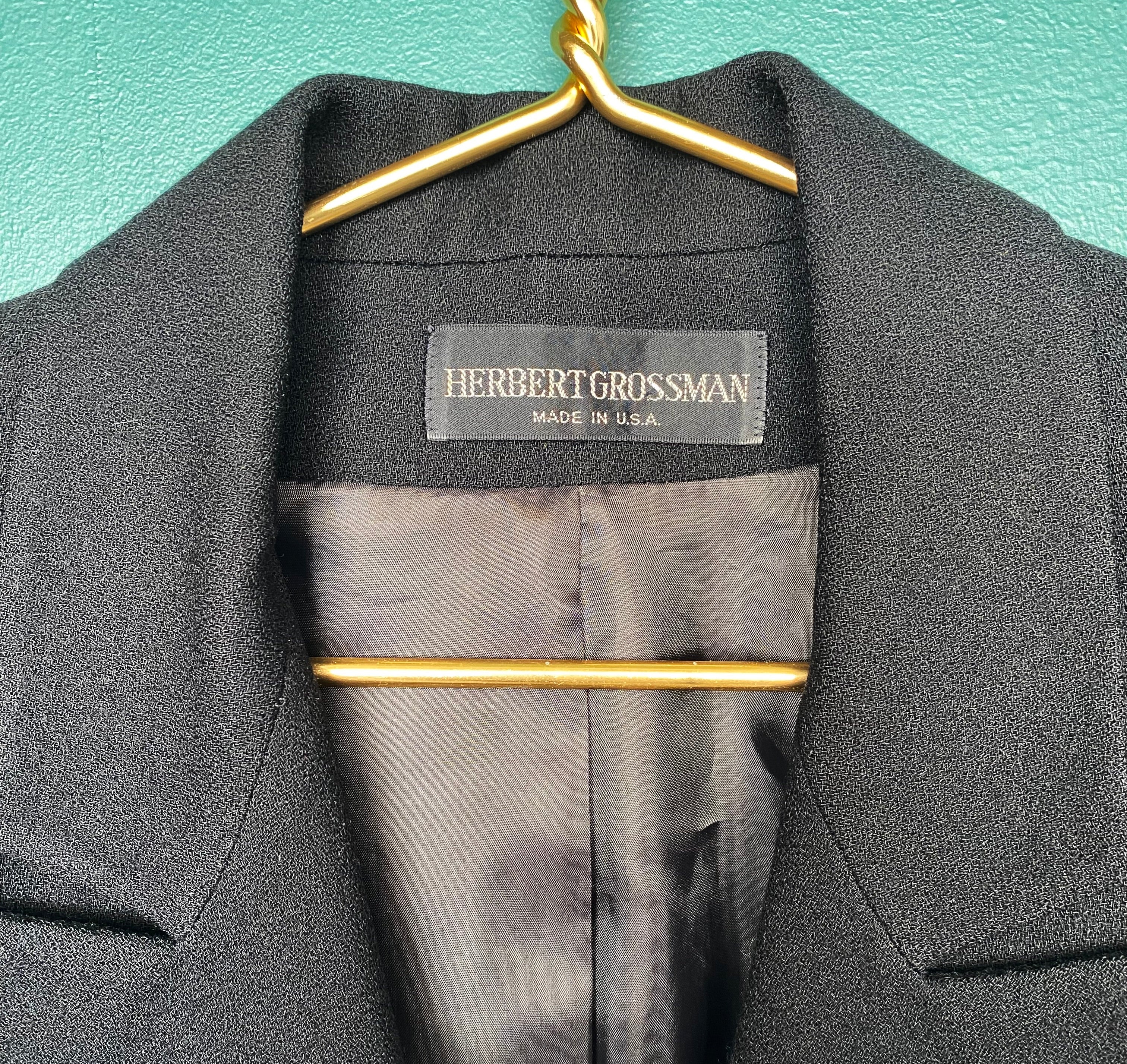 80s Black Double Breasted Wool Blazer Women Blazer by Herbert Grossman for Neiman Marcus / Made In Usa - Image 11