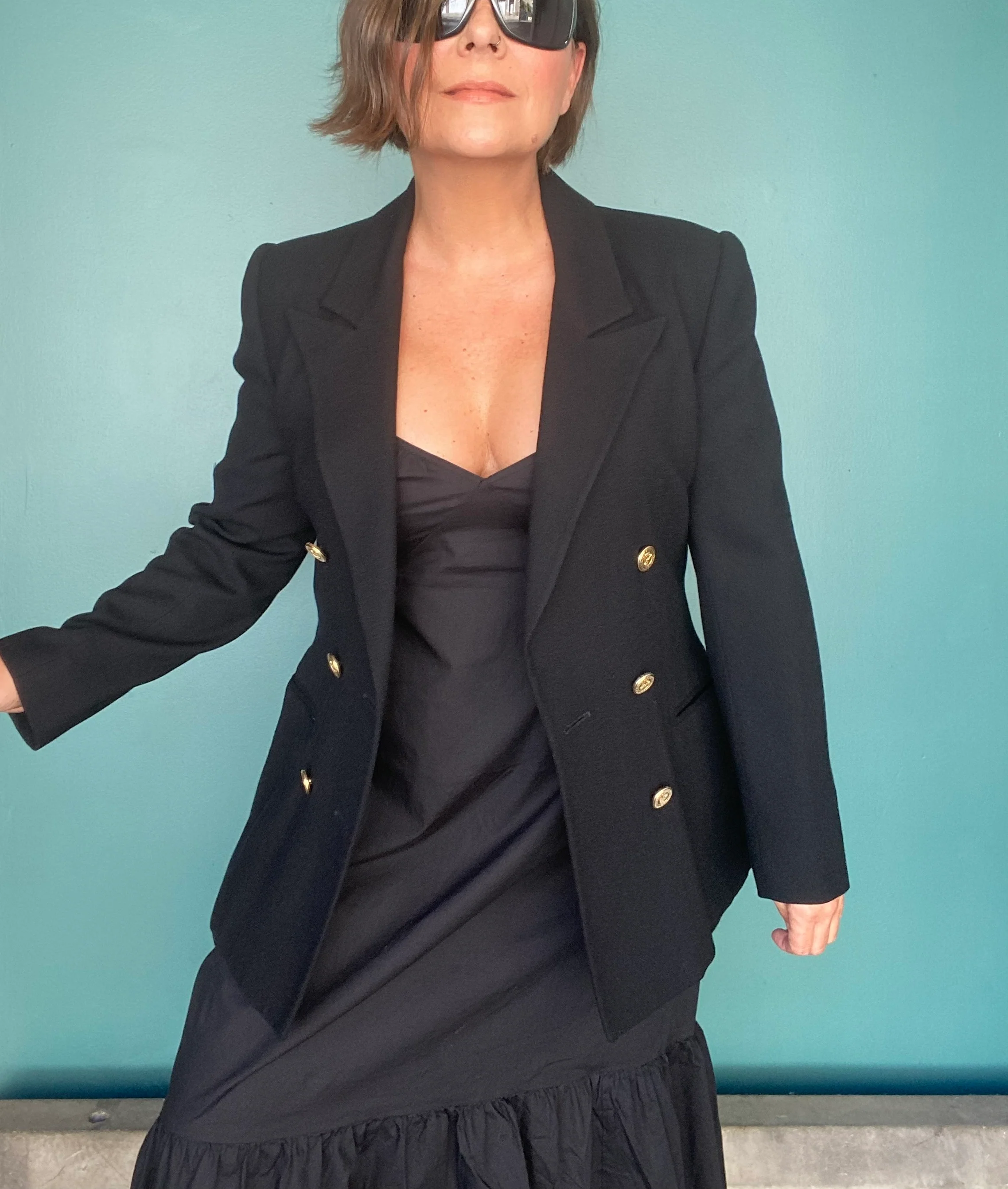 80s Black Double Breasted Wool Blazer Women Blazer by Herbert Grossman for Neiman Marcus / Made In Usa - Image 3