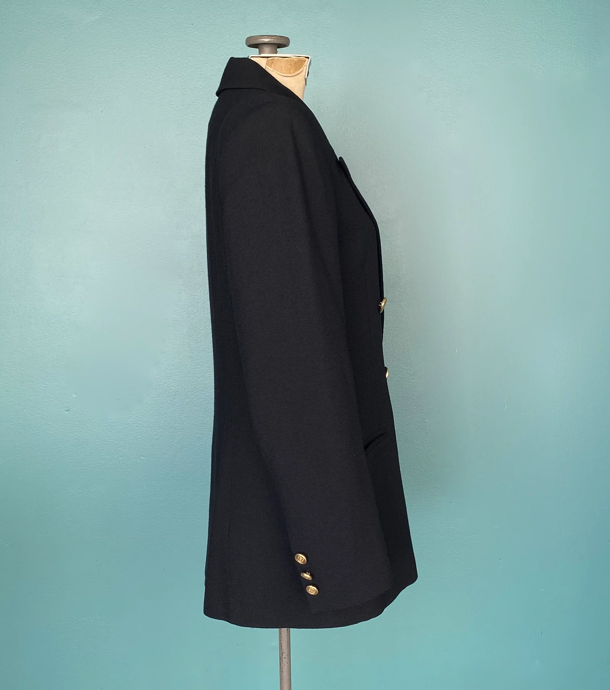 80s Black Double Breasted Wool Blazer Women Blazer by Herbert Grossman for Neiman Marcus / Made In Usa - Image 6