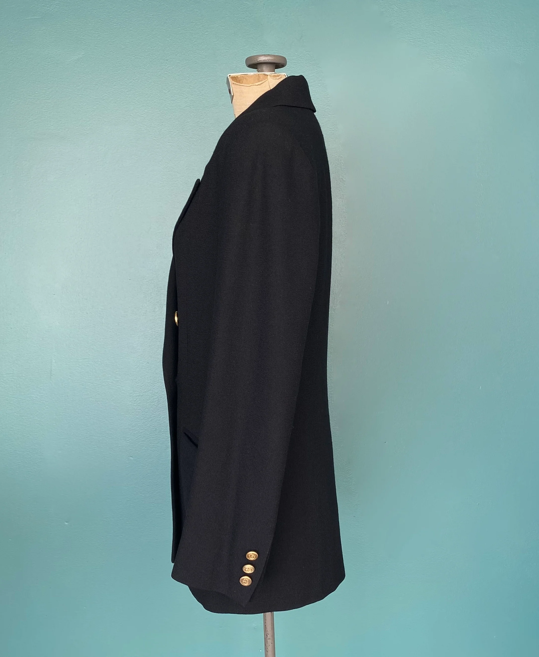80s Black Double Breasted Wool Blazer Women Blazer by Herbert Grossman for Neiman Marcus / Made In Usa - Image 7