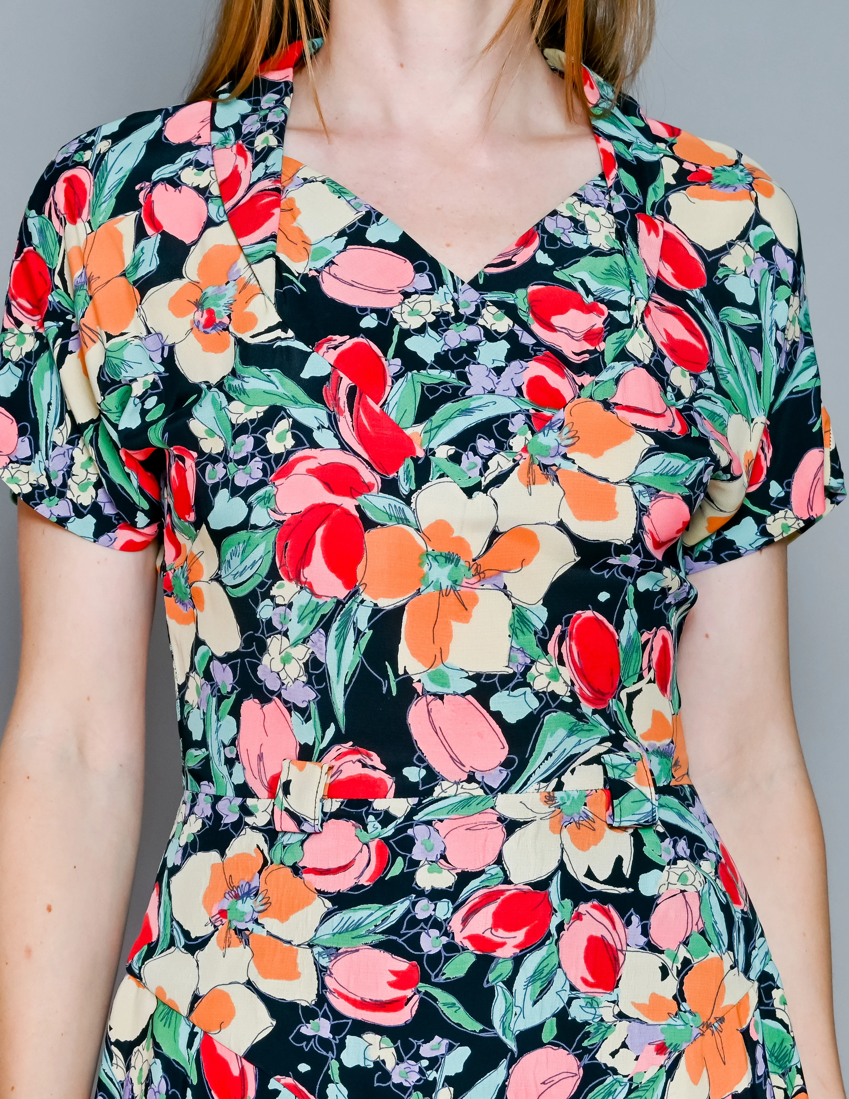 80s 80s Floral Bouquet Print Dress Original By Nicole Miller - Image 6