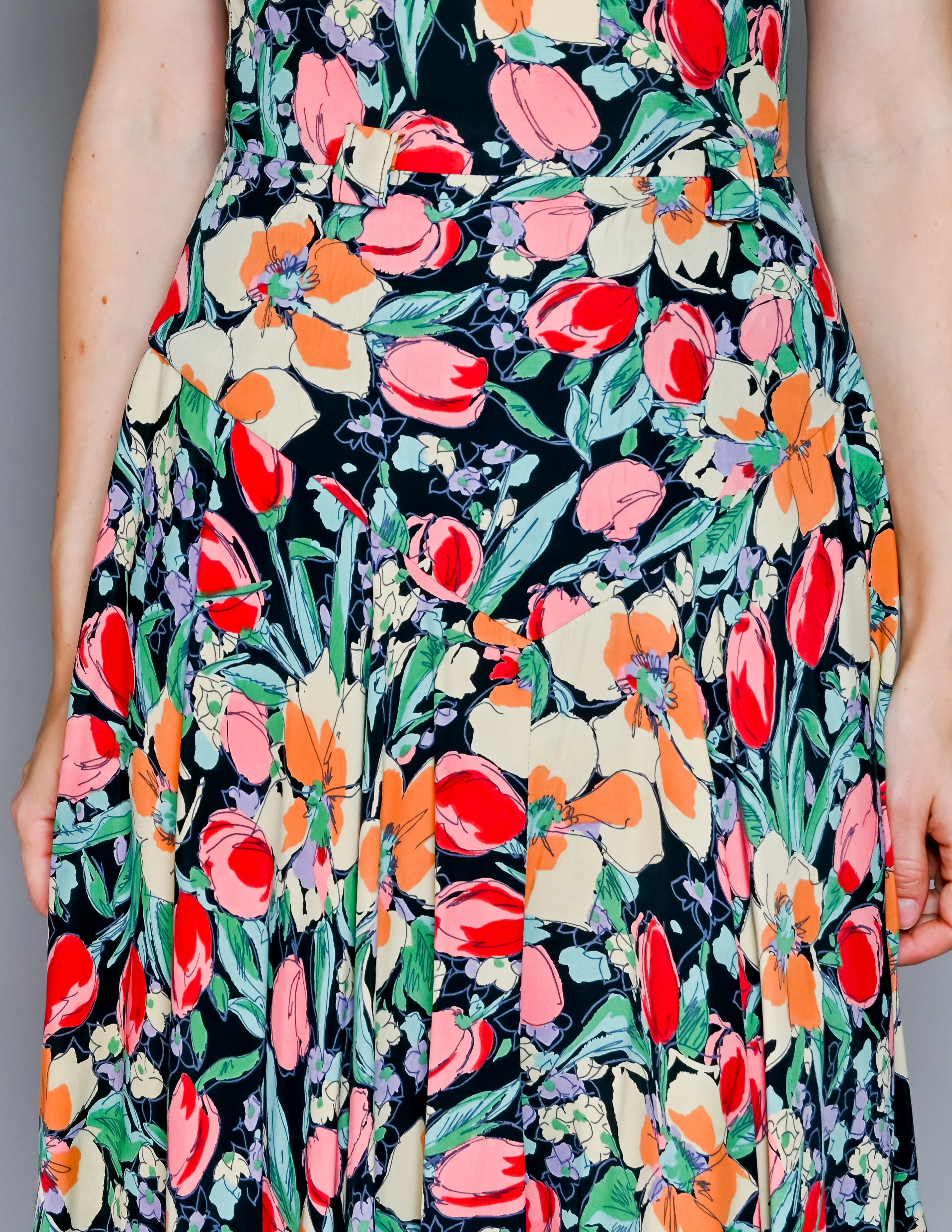 80s 80s Floral Bouquet Print Dress Original By Nicole Miller - Image 7