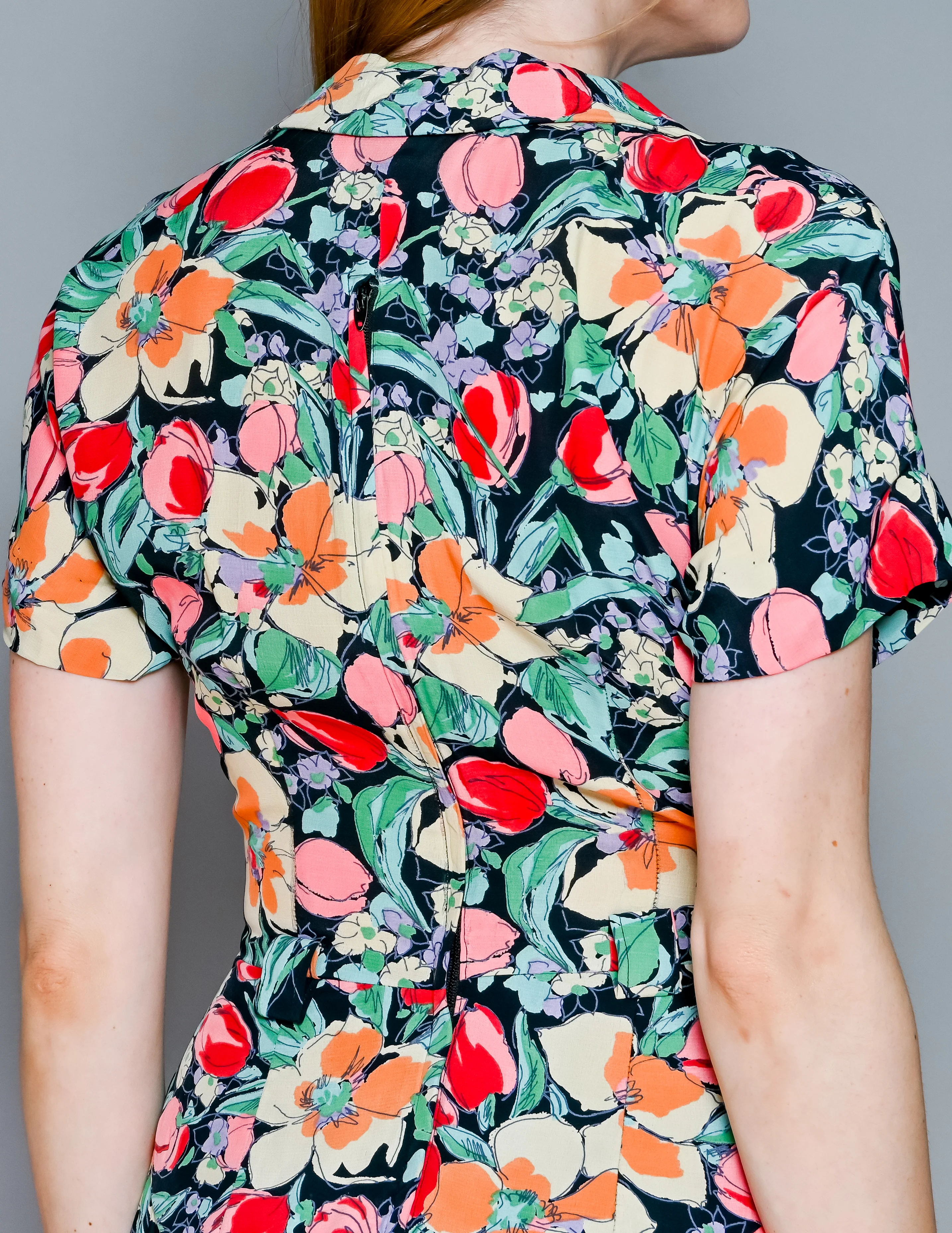 80s 80s Floral Bouquet Print Dress Original By Nicole Miller - Image 8