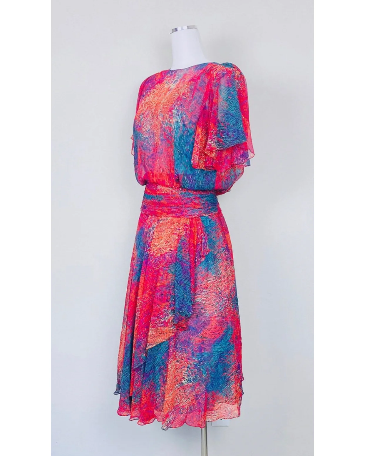 80s 80s Miss Elliette Flutter Sleeve Disco Dress By Miss Elliette - Image 3