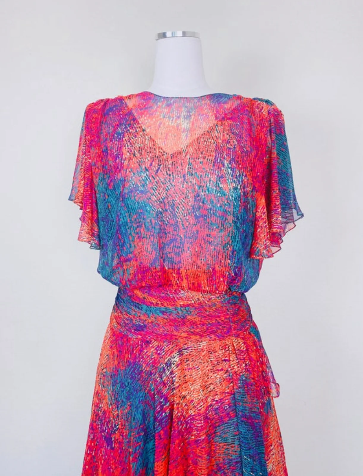 80s 80s Miss Elliette Flutter Sleeve Disco Dress By Miss Elliette - Image 5