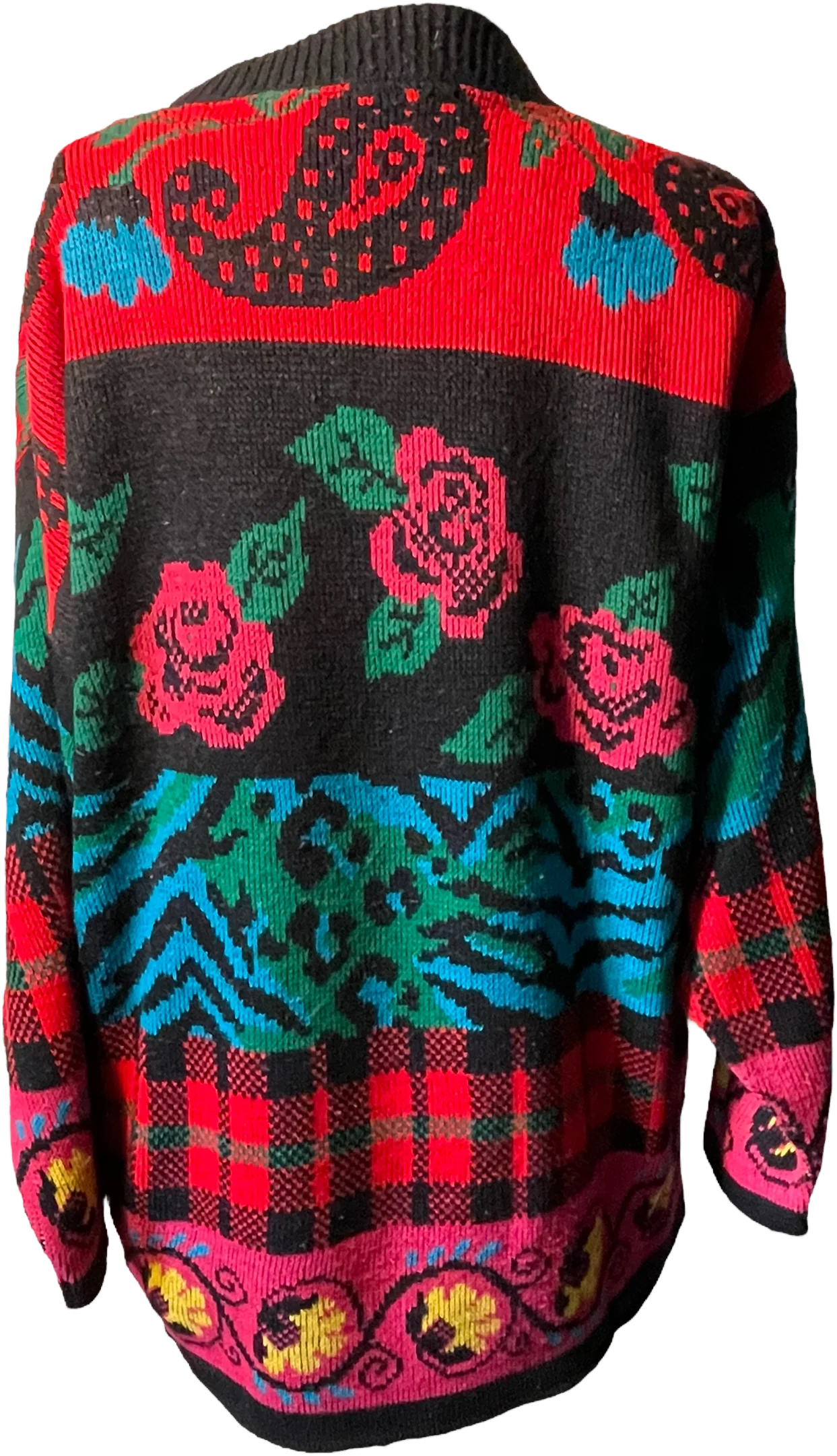 80s Multicolor Sweater With Roses And Animal Print - Image 2