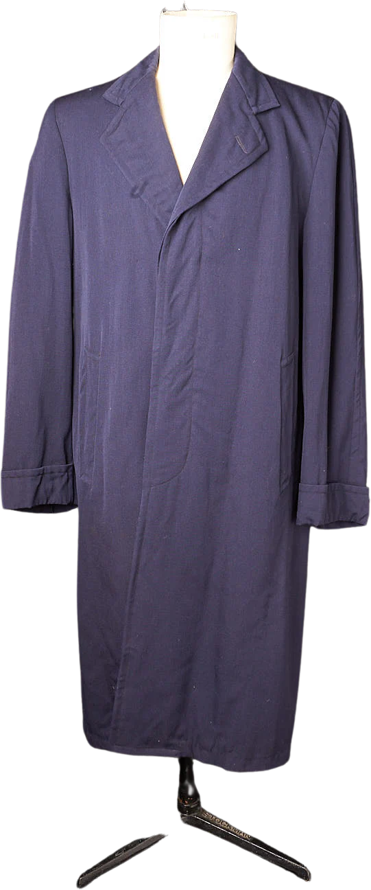 80s 80s Navy Blue Overcoat Trench Coat