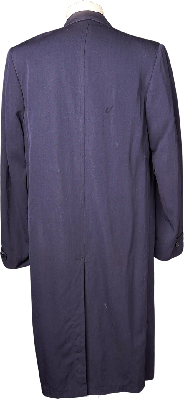 80s 80s Navy Blue Overcoat Trench Coat - Image 2