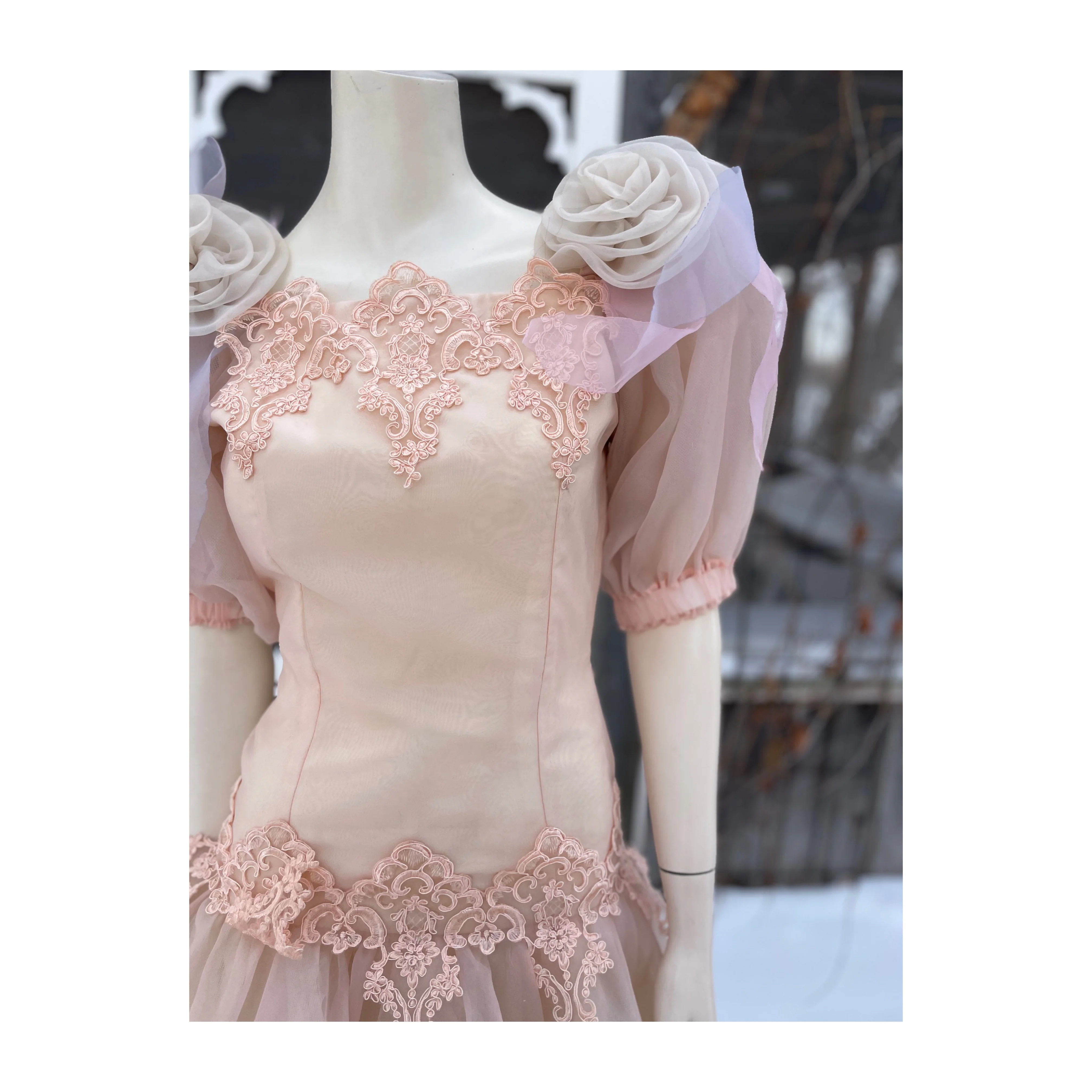 80s Pastel Formal Dress Prom Balloon Sleeve Fairy - Image 18