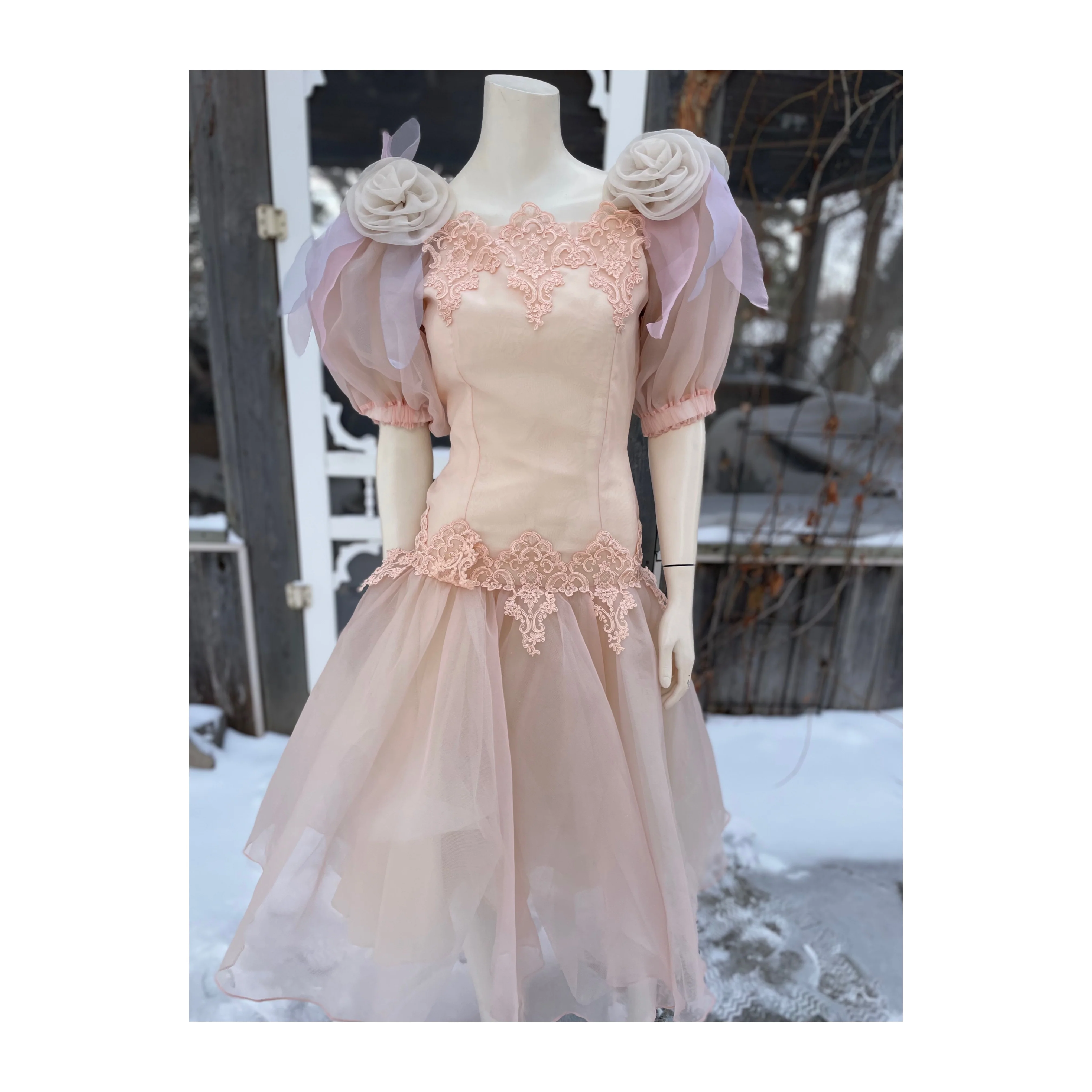 80s Pastel Formal Dress Prom Balloon Sleeve Fairy - Image 20