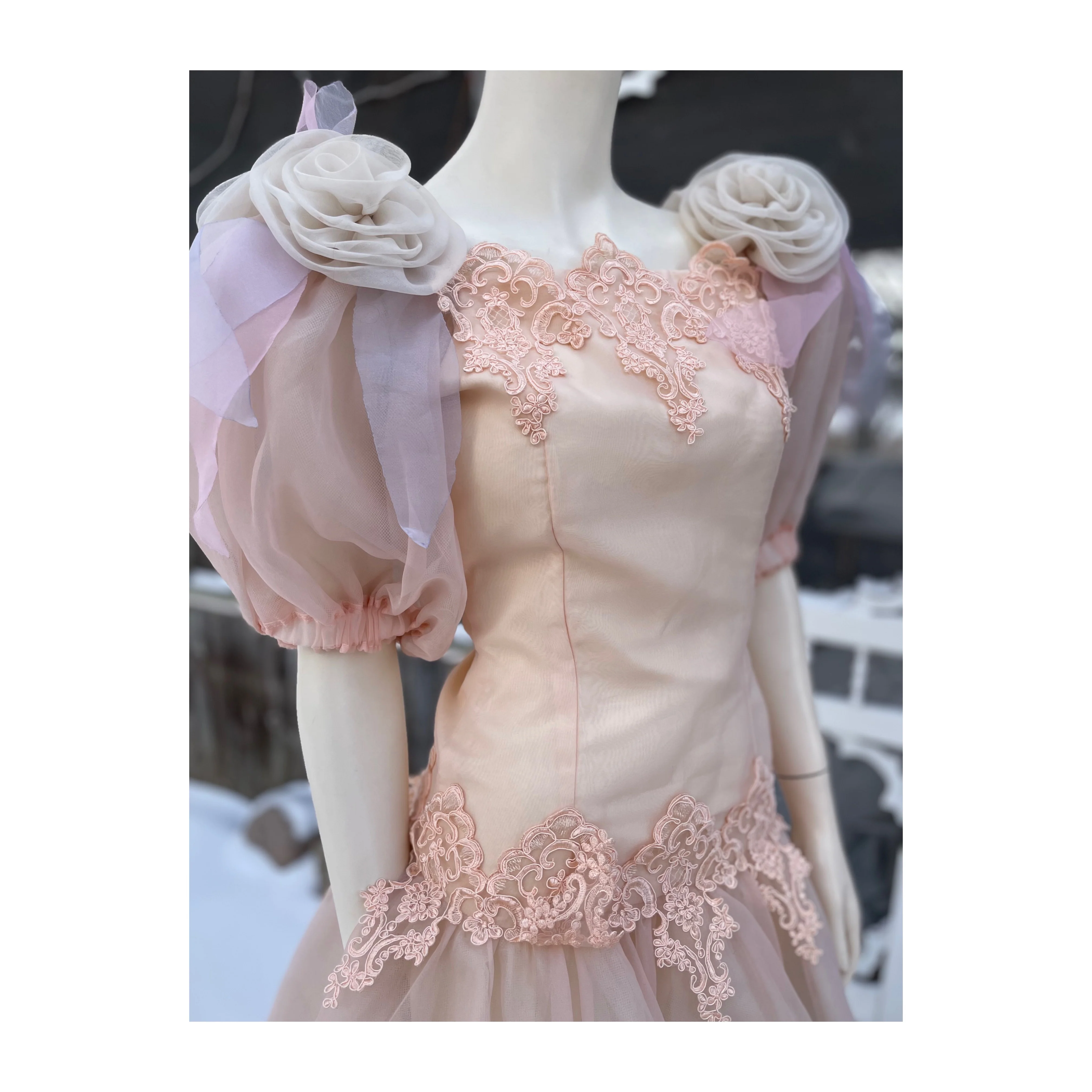 80s Pastel Formal Dress Prom Balloon Sleeve Fairy - Image 5