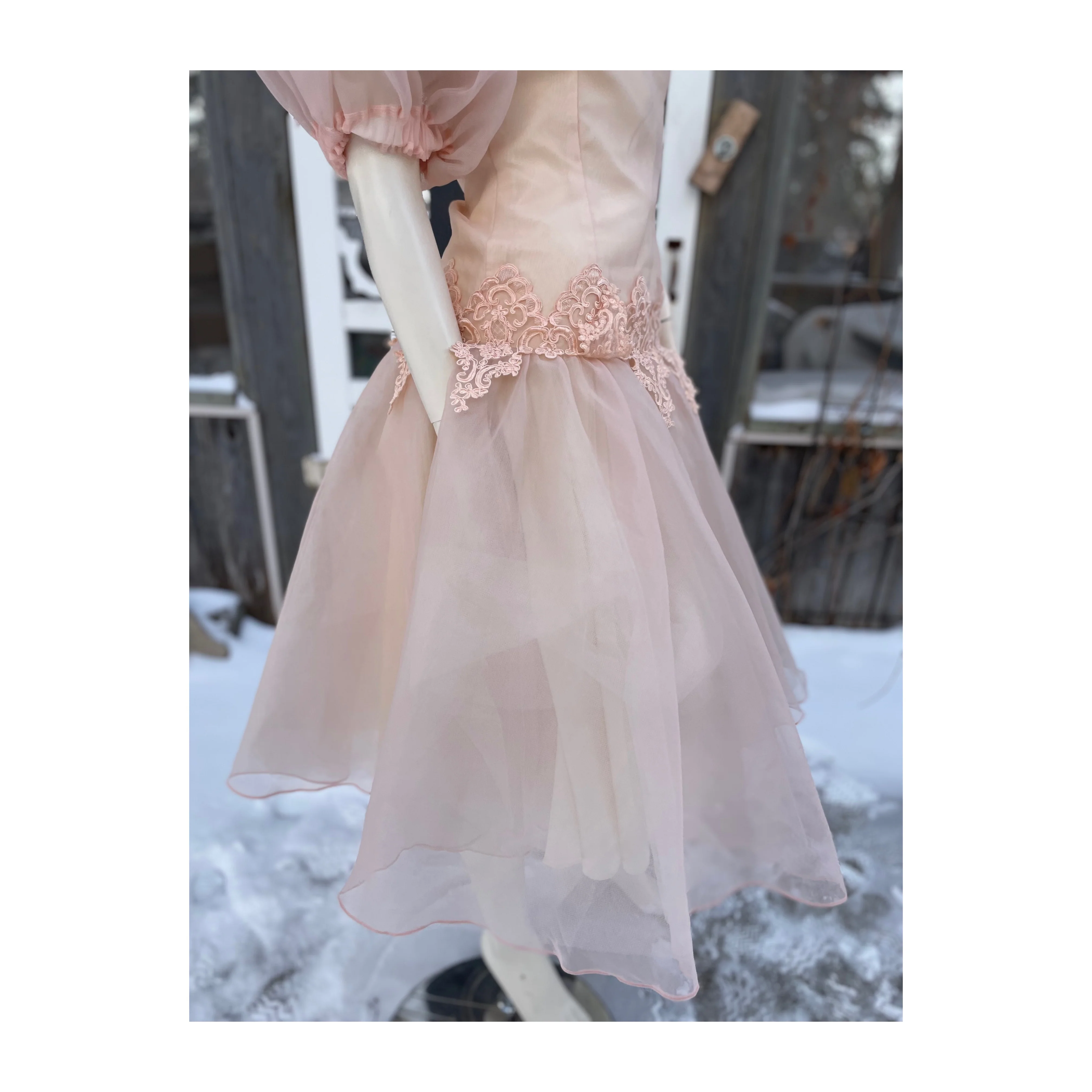 80s Pastel Formal Dress Prom Balloon Sleeve Fairy - Image 6
