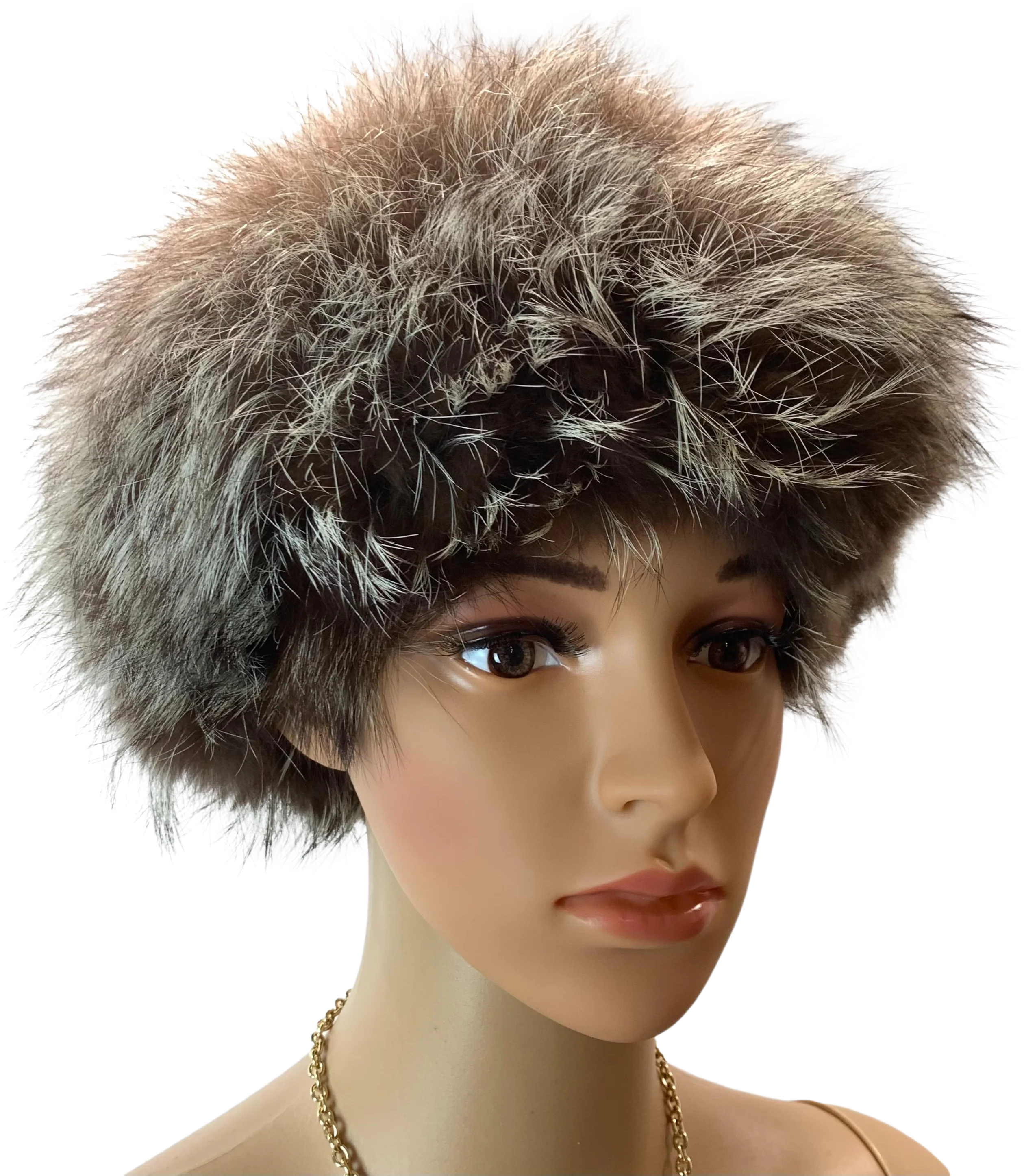 80s Real Silver Fox Fur Pillbox Style Hat - Image 3