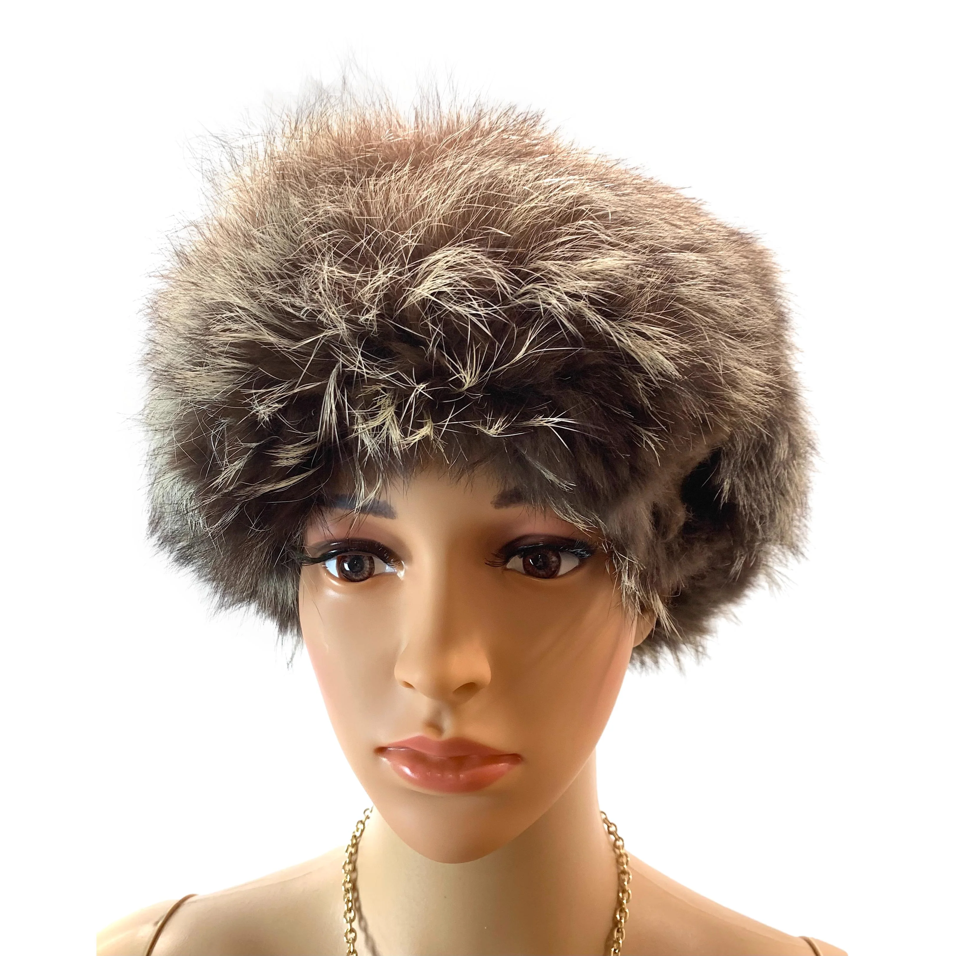 80s Real Silver Fox Fur Pillbox Style Hat - Image 4