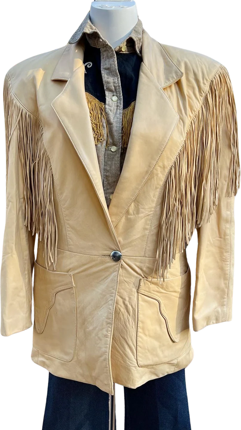 80s Western Leather Fringe Jacket by Continental Leather Fashions