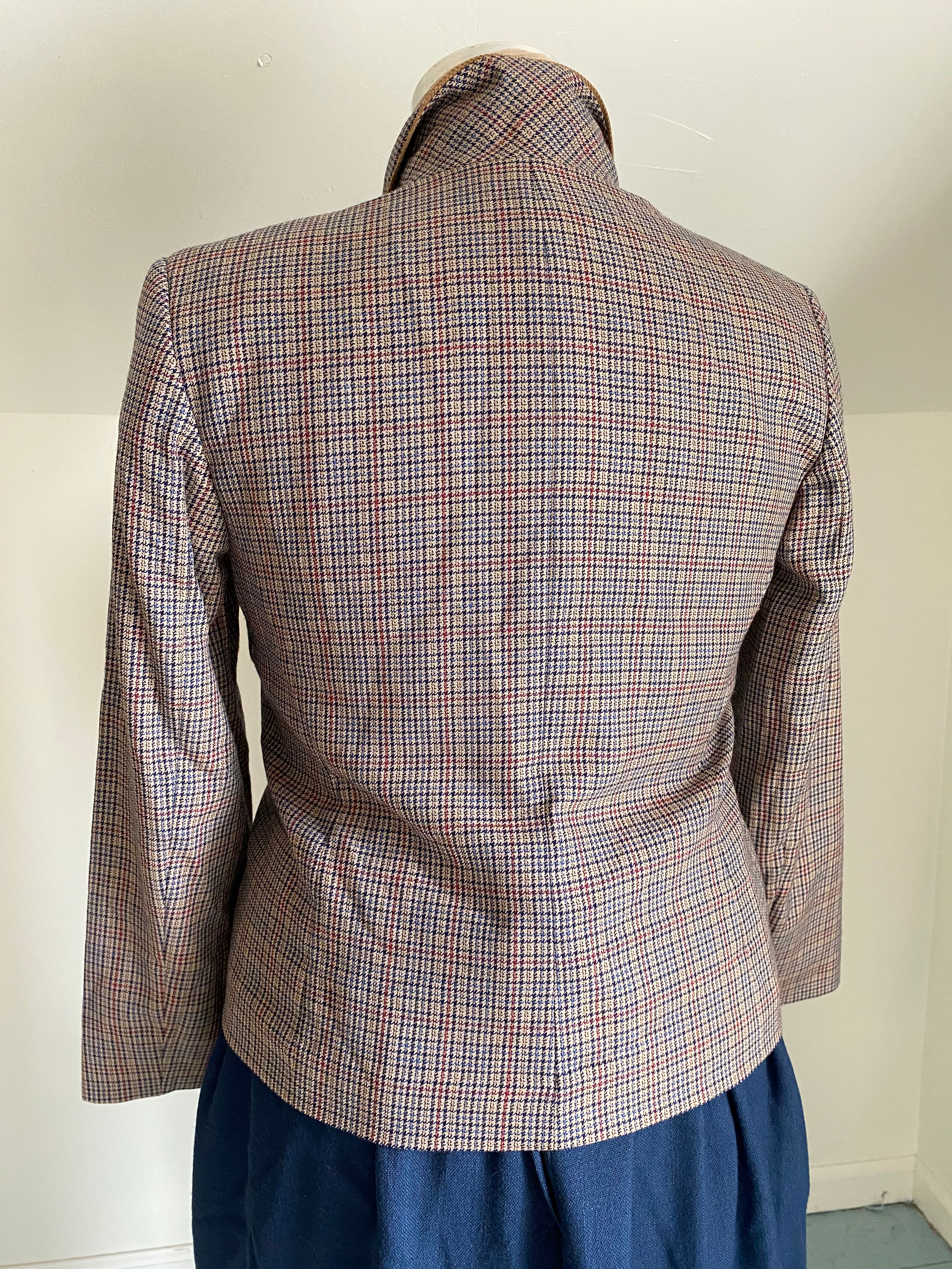 80s/90s 100% Virgin Wool Houndstooth Blazer By Pendleton - Image 7