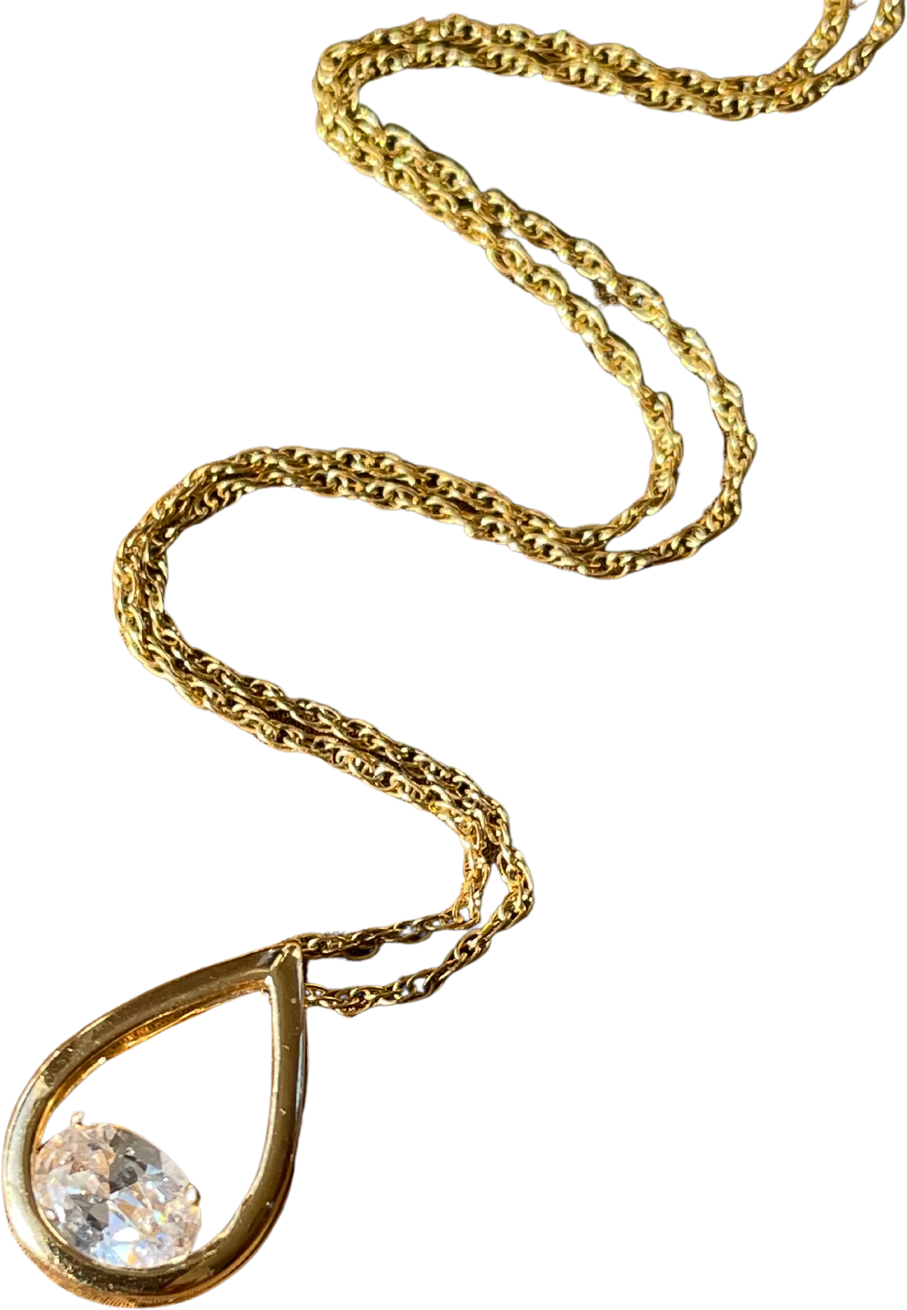 80s/90s 12k Gold Filled Necklace With Cz Pendant