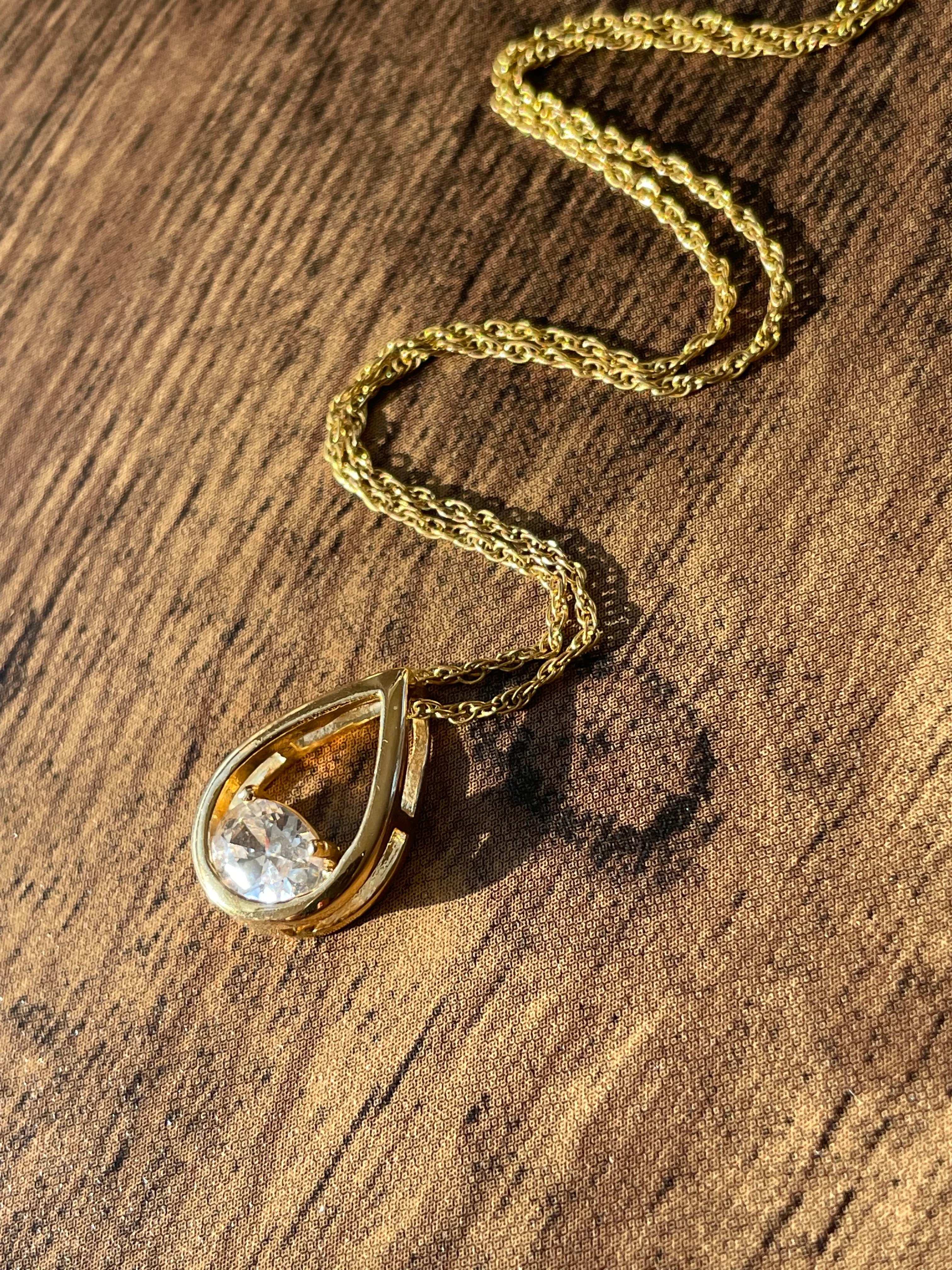 80s/90s 12k Gold Filled Necklace With Cz Pendant - Image 6